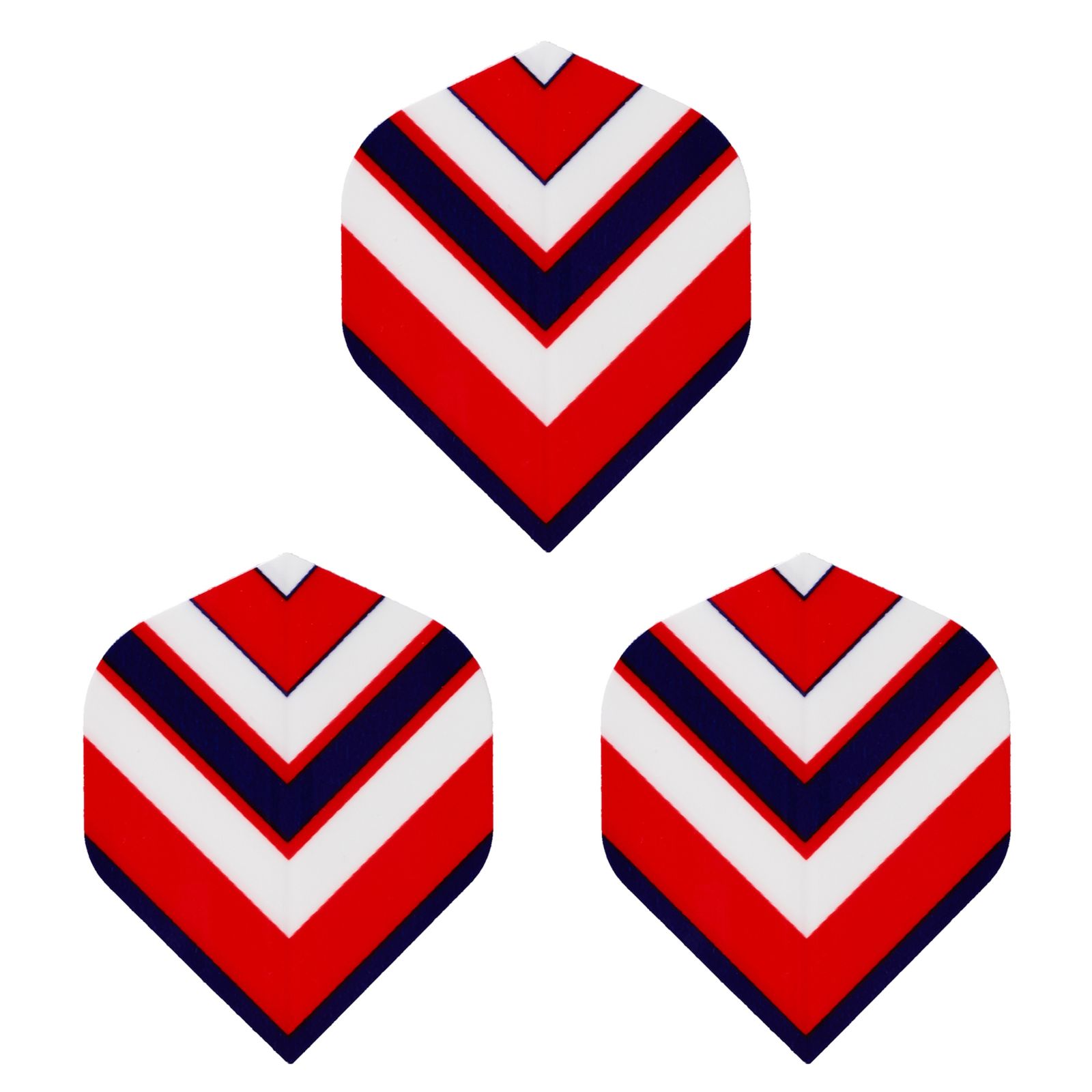 PVC-Leitwerke f&uuml;r Dartpfeile, 3 St&uuml;ck, rot/wei&szlig;/blau - Bild 1