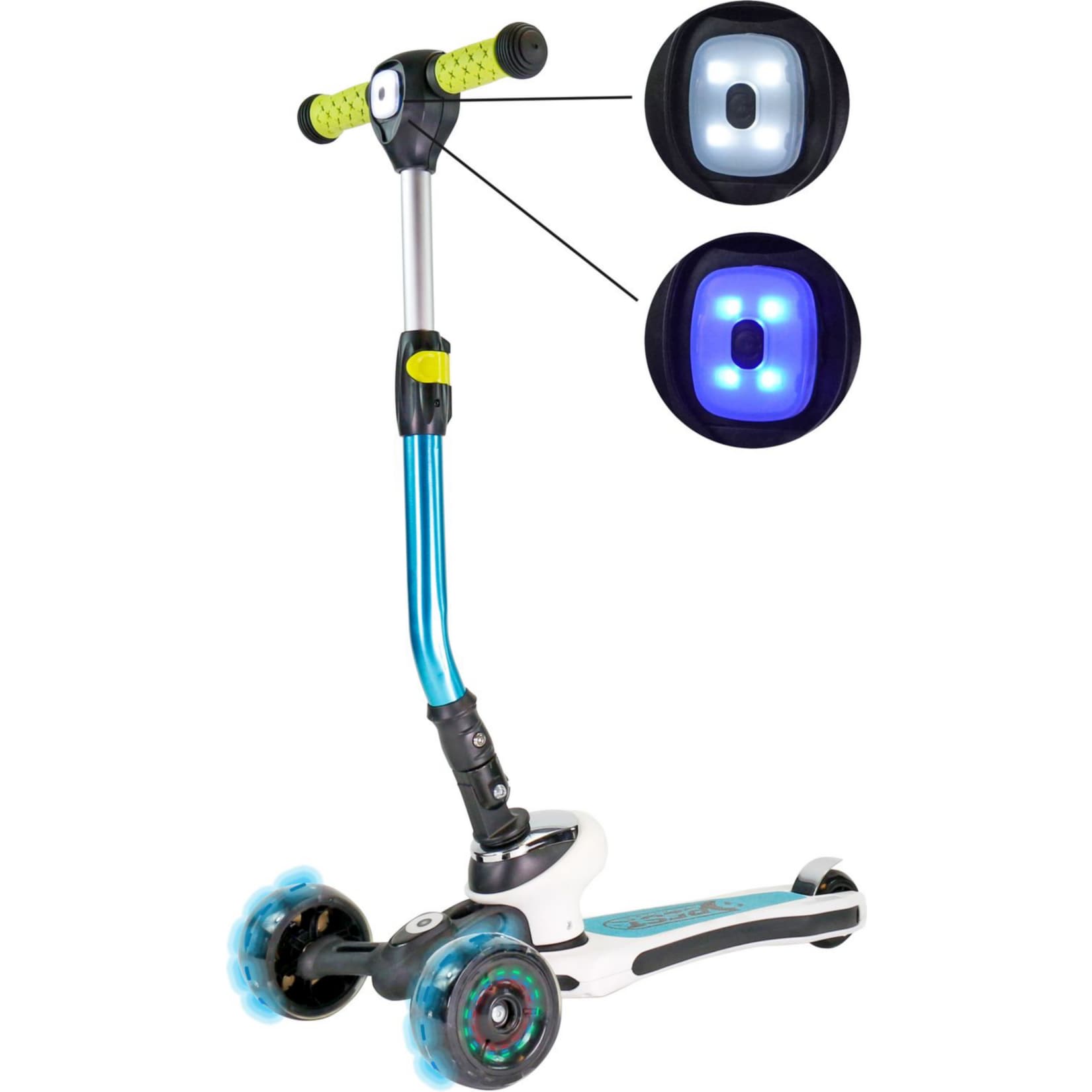 Best Sporting 3-Rad Kinder Scooter Space mit LED Lampe + LED R&auml;dern, t&uuml;rkis-wei&szlig; - Bild 1