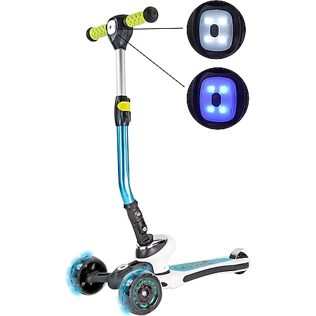 Best Sporting 3-Rad Kinder Scooter Space mit LED Lampe + LED Rädern, türkis-weiß - Bild 1