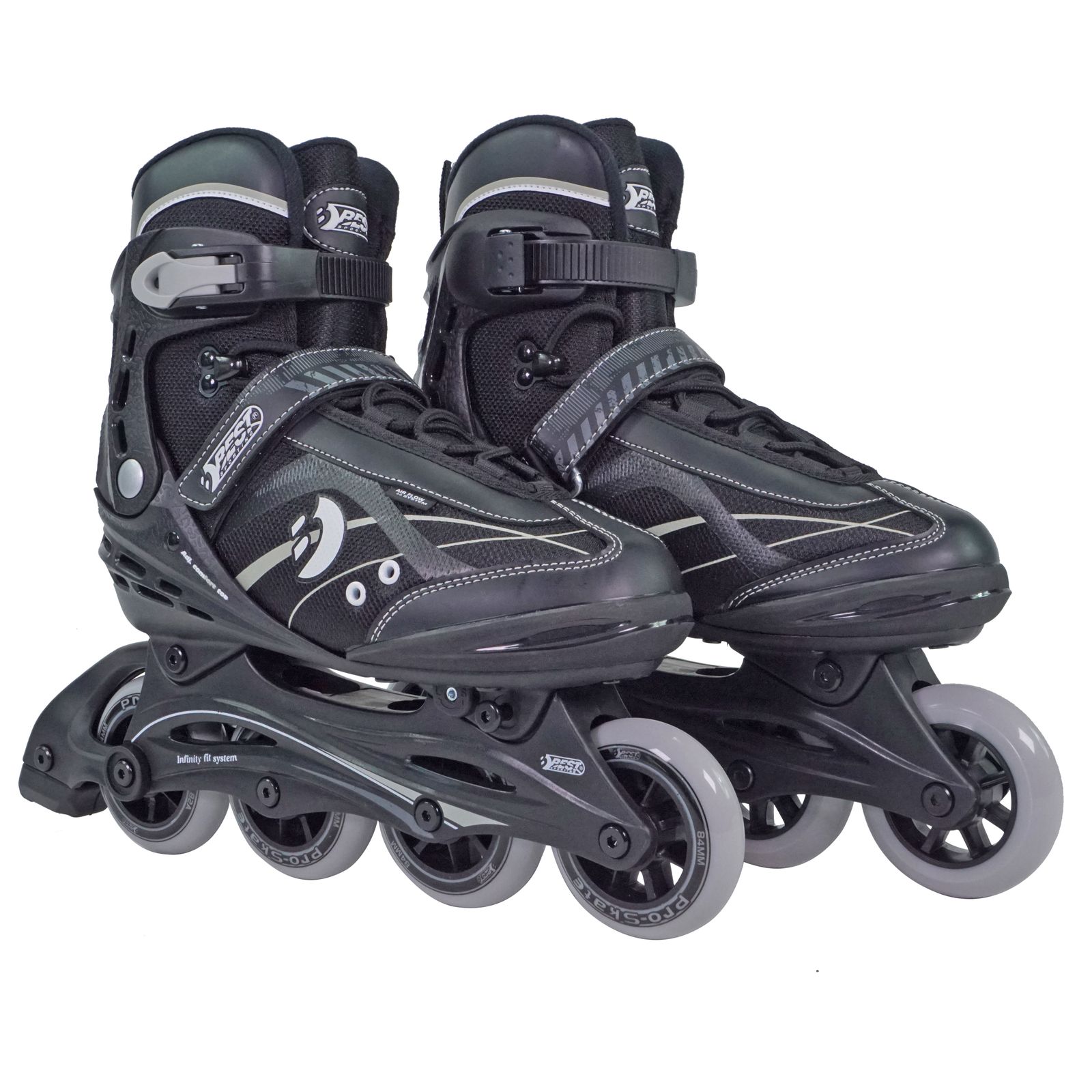 Inline Skates f&uuml;r Teenager + Erwachsene, schwarz, 41-42 - Bild 1