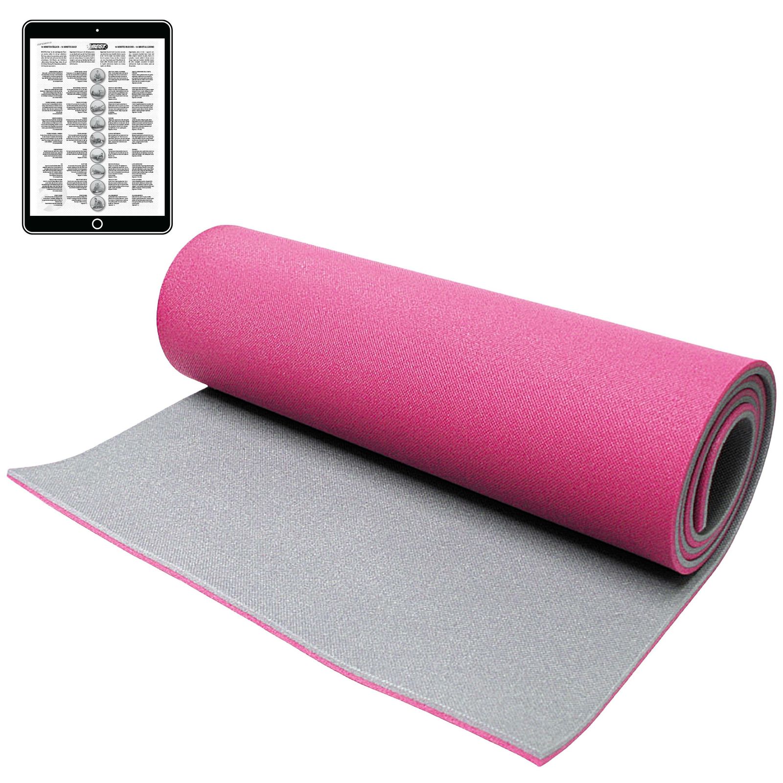 Best Sporting Yoga Matte dicker in 200 x 60 x 1,3cm I Gymnastikmatte, ideal als Yoga Matte, Fitness Matte oder Pilatesmatte I Sportmatte Fitnessmatte rutschfest I Yoga Mat aus schadstoffgepr&uuml;ftem PE - pink - Bild 1