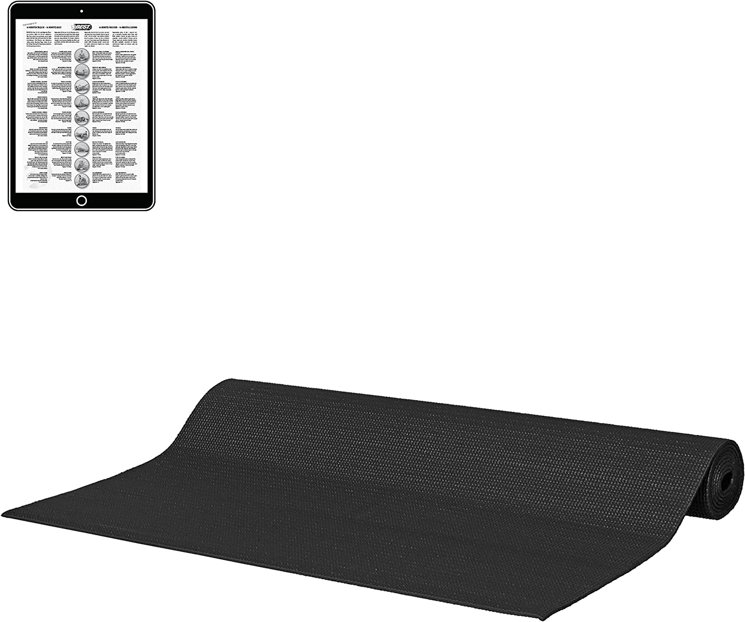 Best Sporting Pilatesmatte kompakt in 173 x 61 x 0,3cm I Yogamatte, ideal f&uuml;r unterwegs I inkl. &Uuml;bungsanleitung I Sportmatte Fitnessmatte rutschfest I Yoga Mat aus schadstoffgepr&uuml;ftem PVC - Bild 1