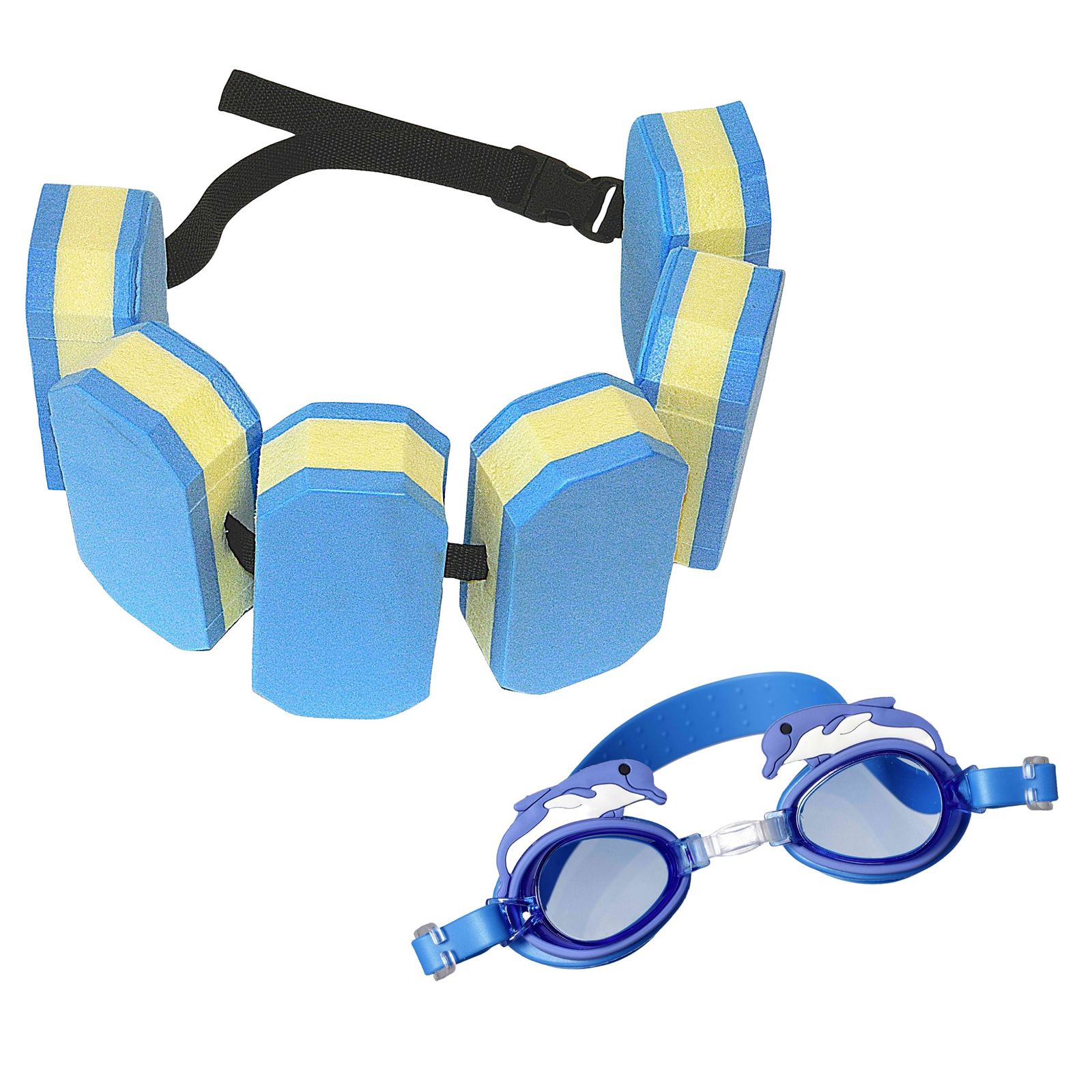 Best Sporting Schwimmg&uuml;rtel Set Taucherbrille Delphin, 6 Paddle, blau - Bild 1