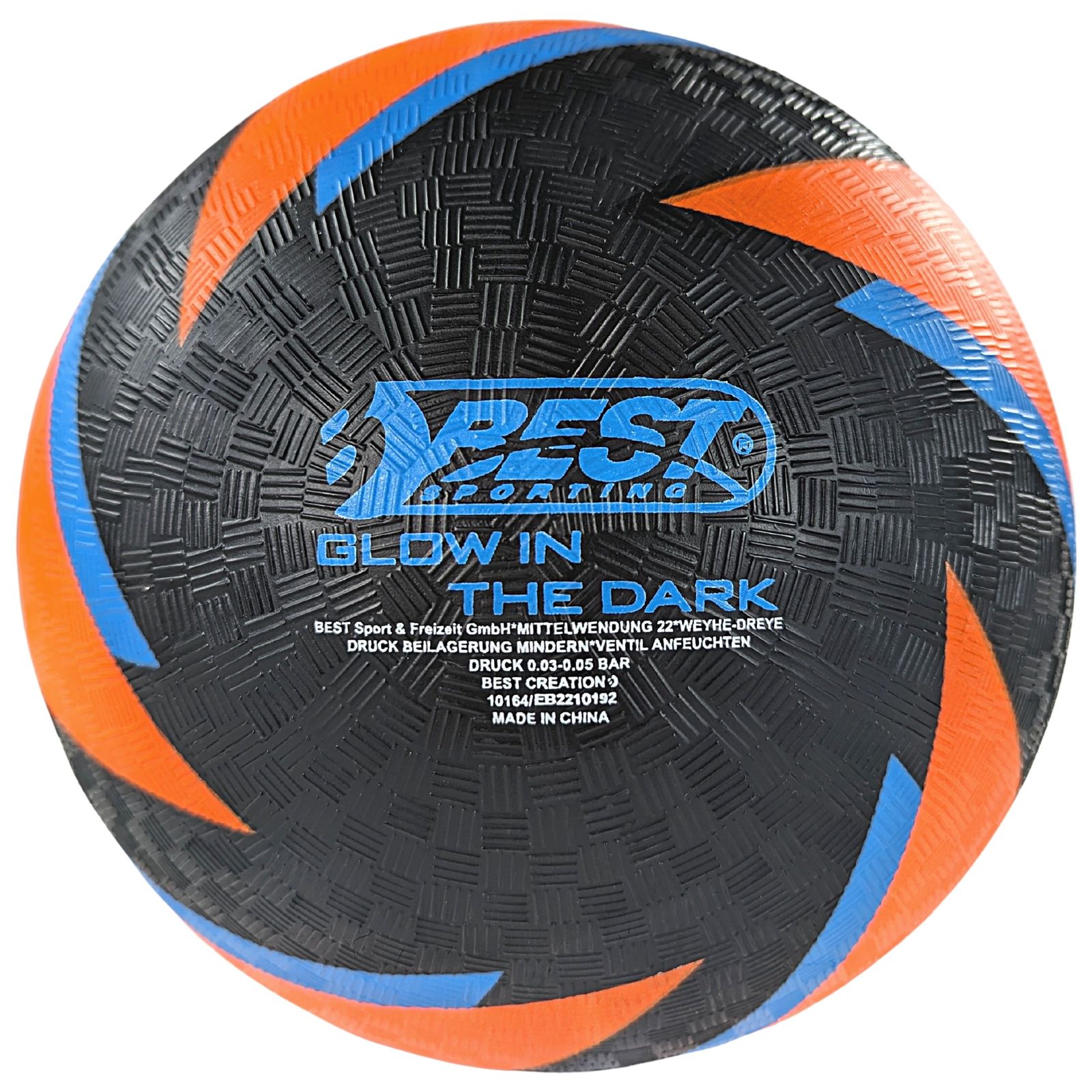 Best Sporting Barfu&szlig; Fu&szlig;ball Glow in The Dark I Leichter Ball Gr&ouml;&szlig;e 5 I Orange-Blauer Sportball I Leuchtender Kickball I Kinder Spielball aus PVC - Bild 1