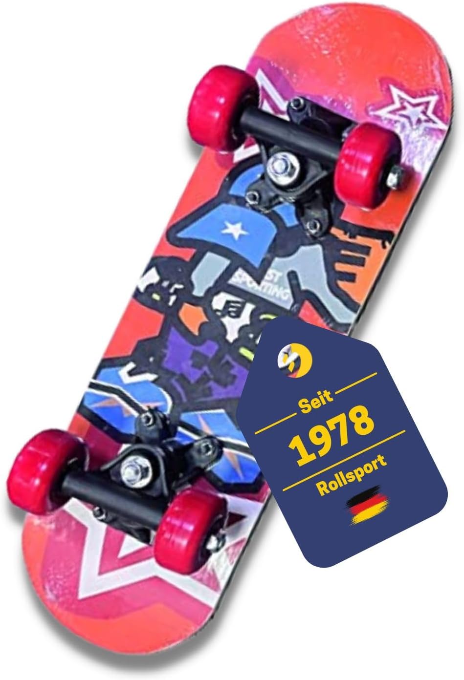 Best Sporting Mini Skateboard I hochwertiges Skateboard Kinder I Mini-Skateboard mit beidseitig bedruckten Skateboard Deck I Skateboard M&auml;dchen & Jungs I Skateboard Anf&auml;nger Comic-Design - Bild 1