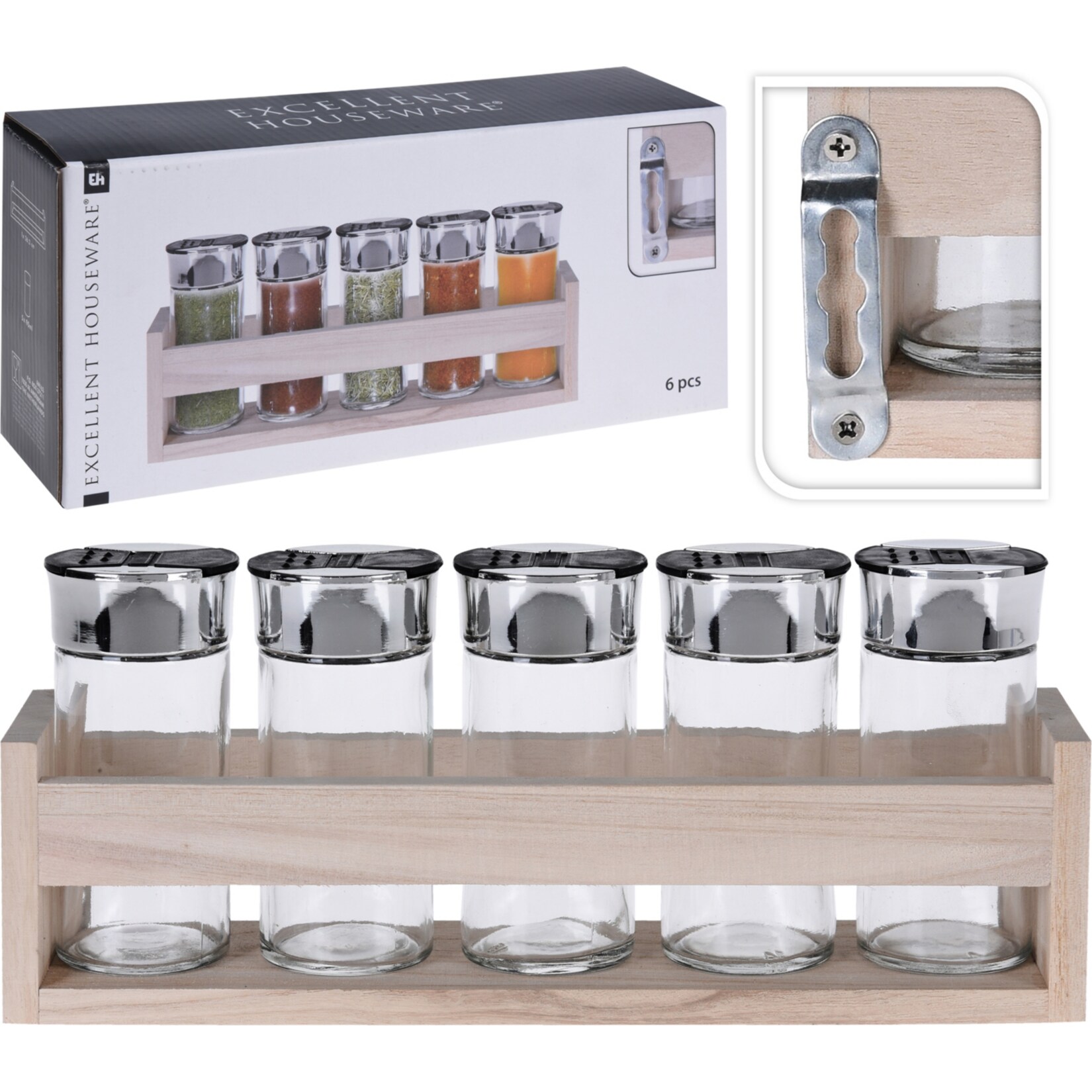 Excellent Houseware Gew&uuml;rzregal mit 5 Gew&uuml;rzdosen Gew&uuml;rzregal mit 5 Gew&uuml;rzdosen - Bild 1