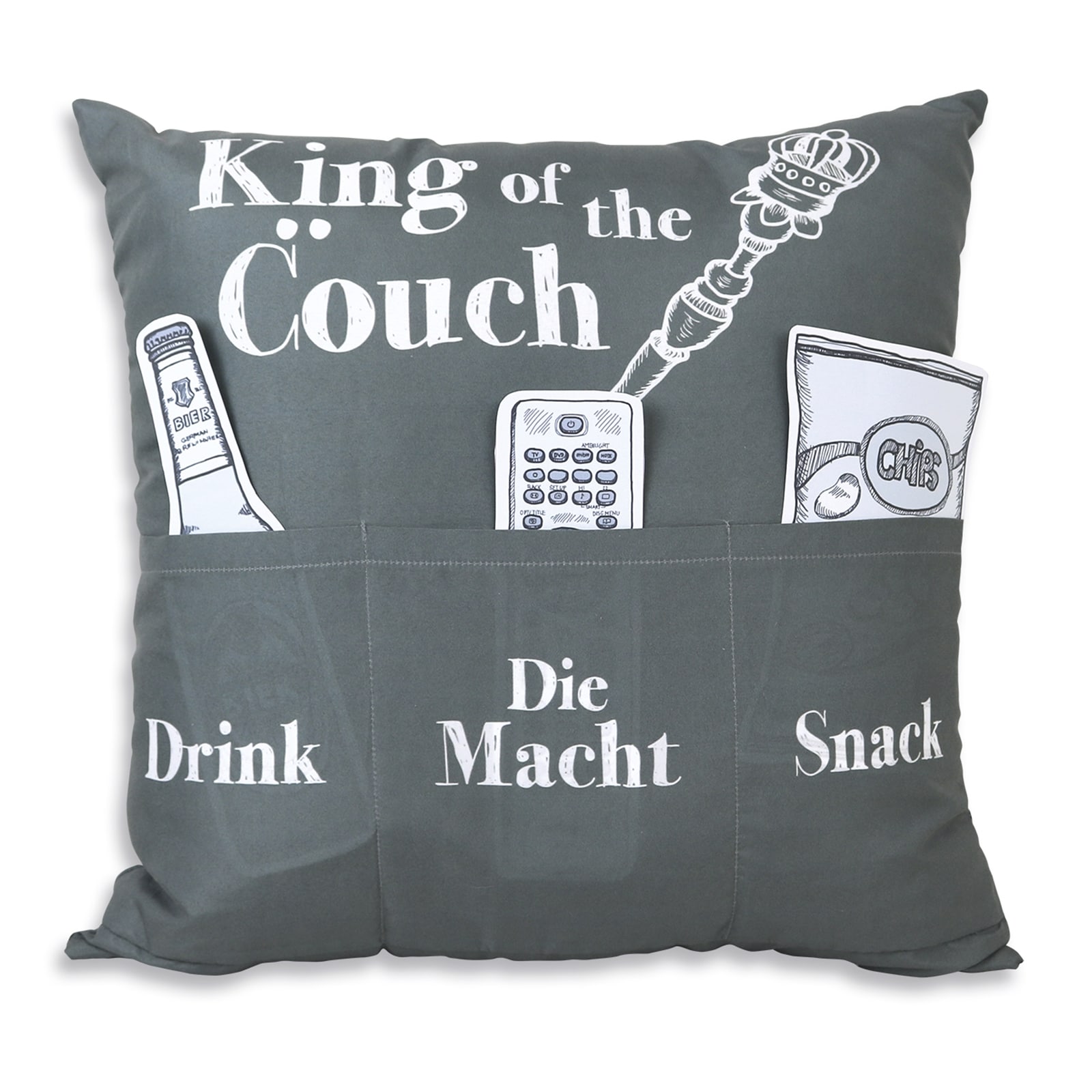 HTI-Living M&auml;nnerkissen mit Taschen King of the Couch - Bild 1