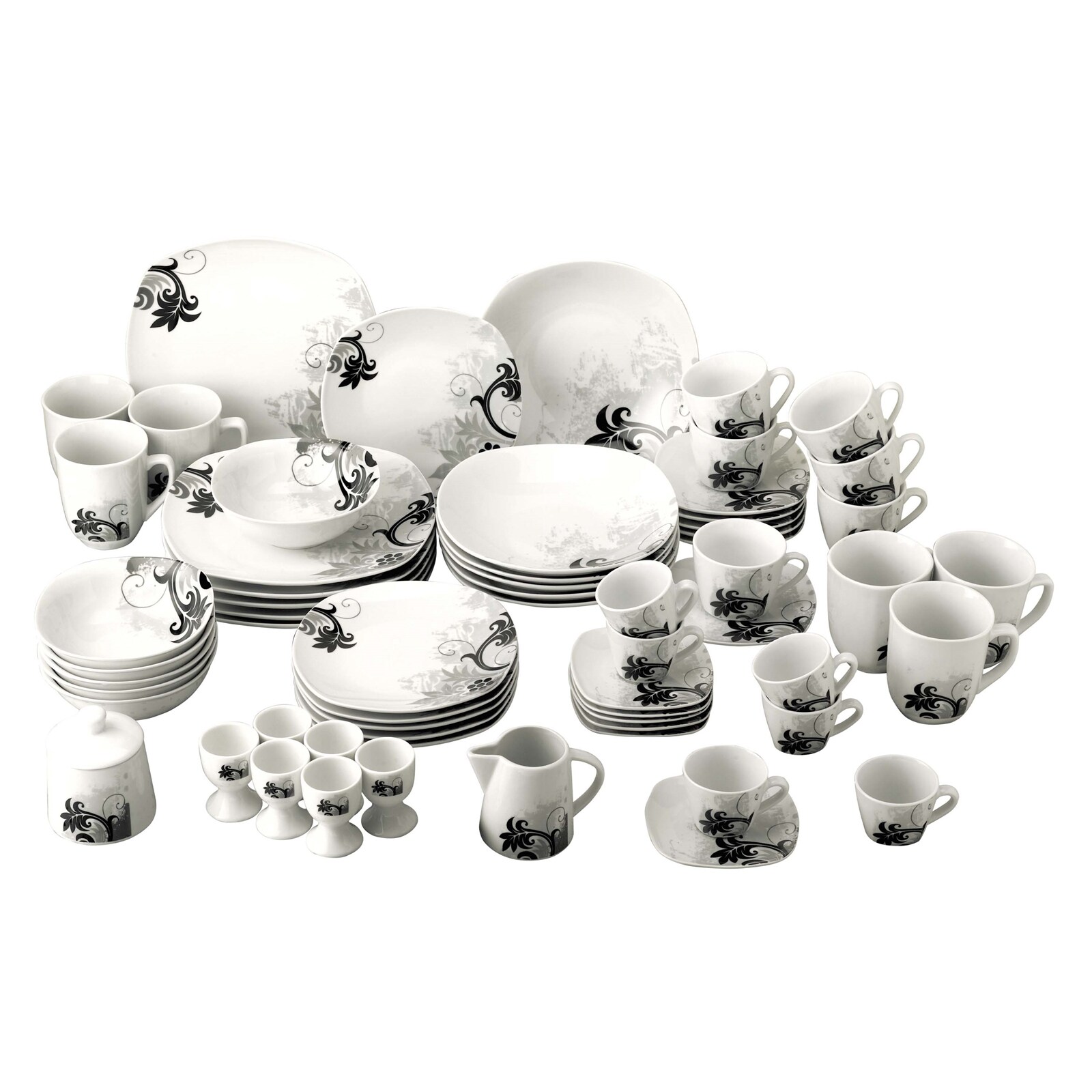HTI-Living Kombiservice 62-tlg. Black Flower - Bild 1