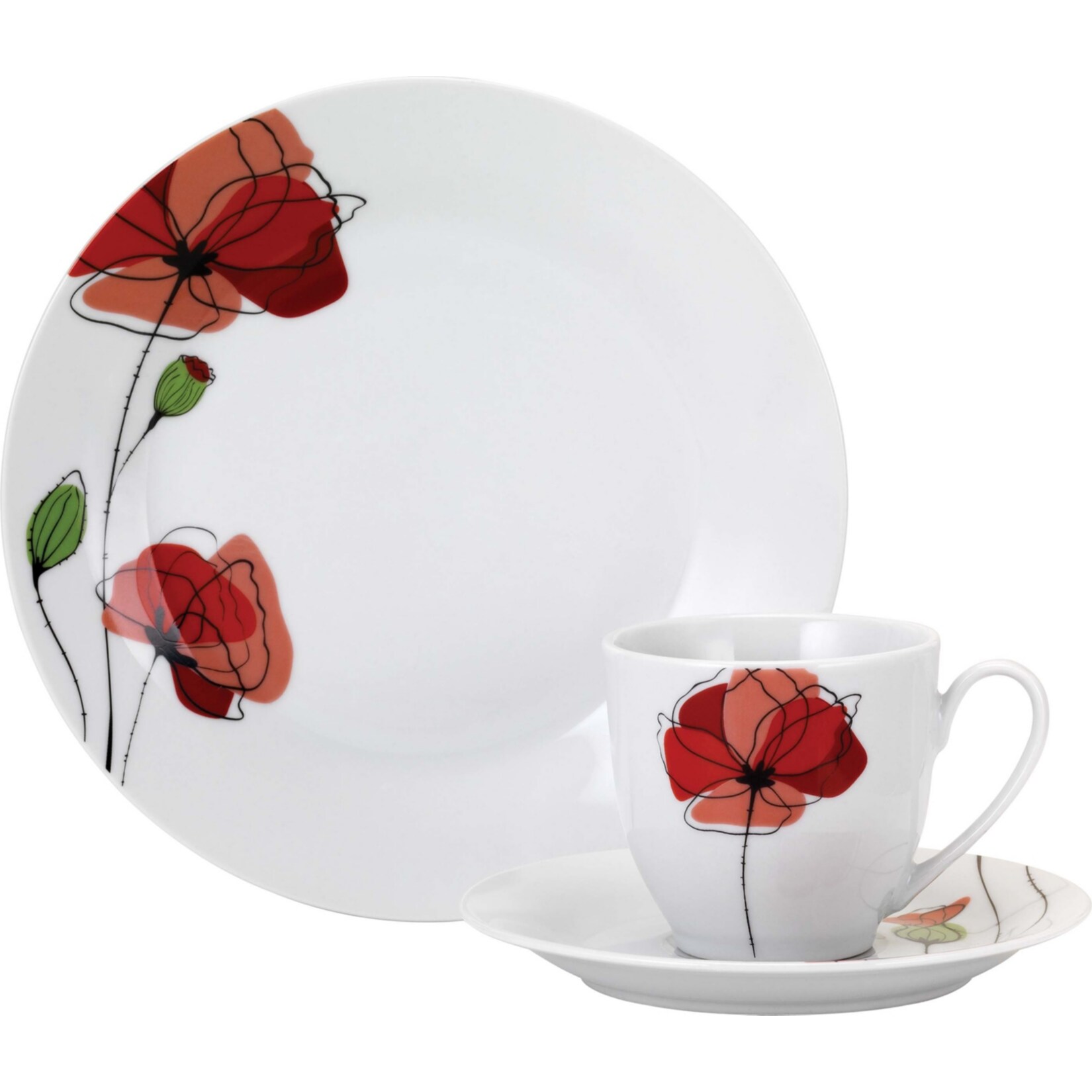 HTI-Living Kaffeeservice 18-tlg. Mohnblume - Bild 1