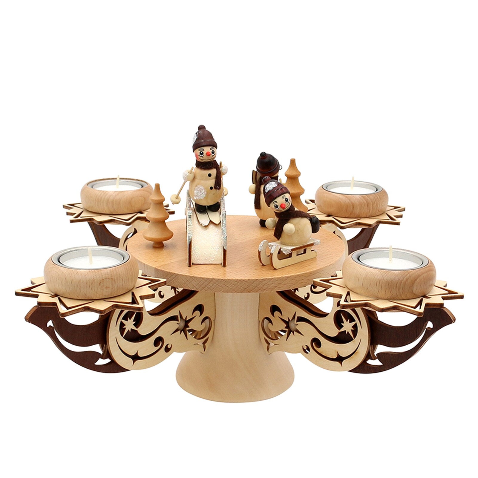 SIGRO Holz Adventsleuchter, f&uuml;r 4 Teelichter Schneem&auml;nner - Bild 1