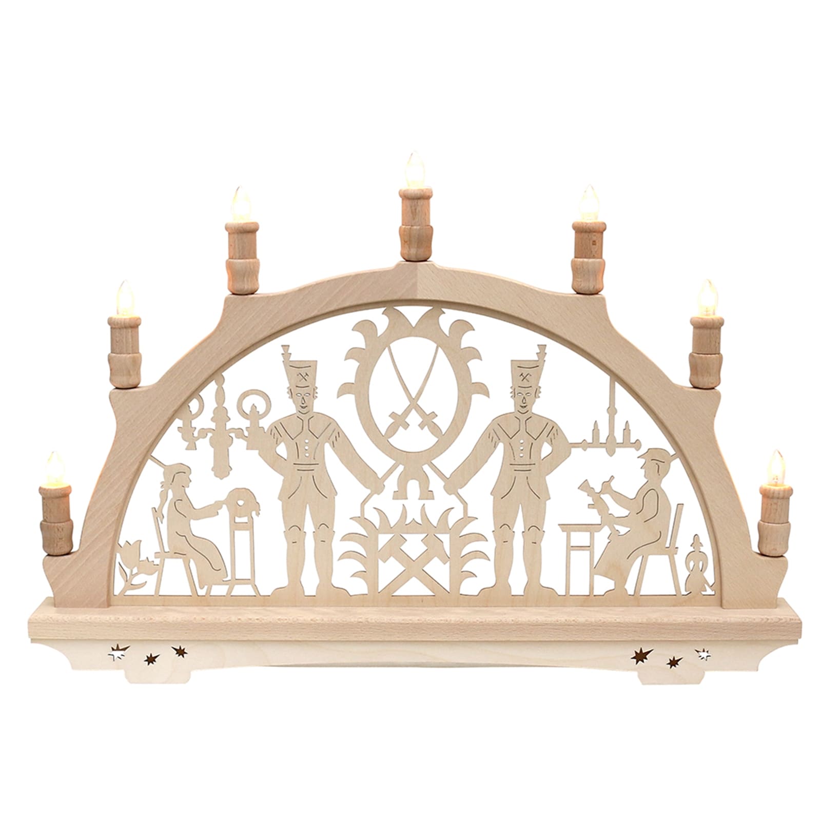 SIGRO Holz Schwibbogen, Spitzkerzen Bergleute - Bild 1