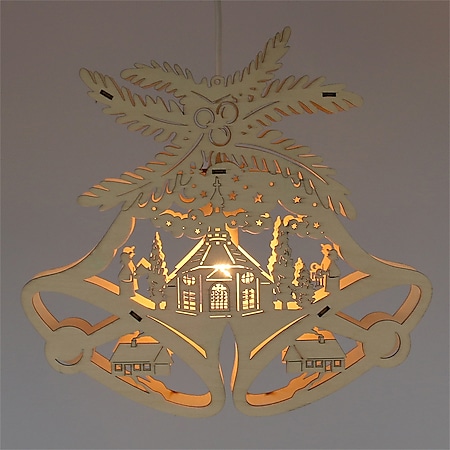 Fensterbild Seiffener Kirche Lampe + Kabel mit Beleuchtung
