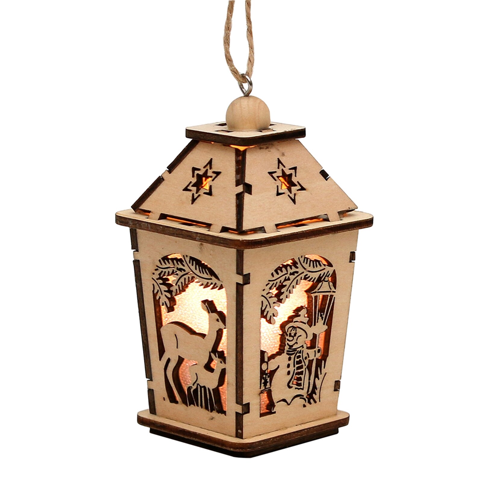 SIGRO Holz Mini-Laterne, 4-fach sort., LED, 1 St&uuml;ck Natur - Bild 1