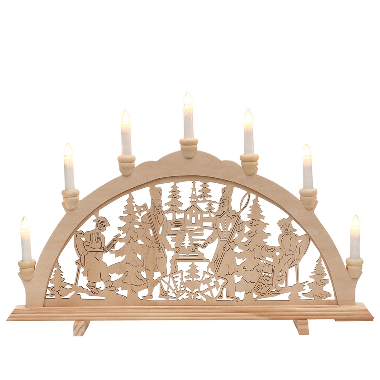 SIGRO Holz Schwibbogen, Spitzkerzen Bergleute filigran - Bild 1