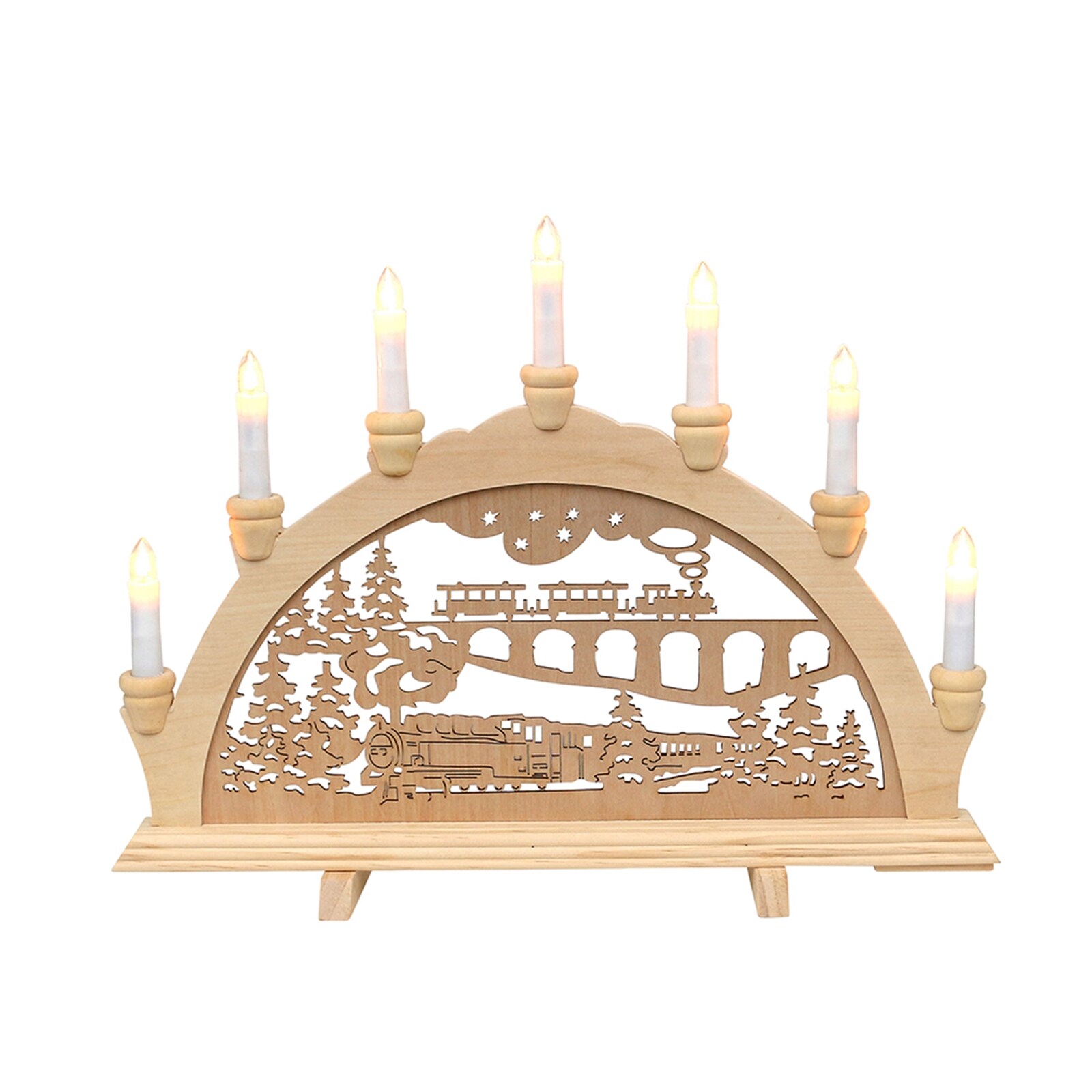 SIGRO Holz Schwibbogen, Spitzkerzen Eisenbahn - Bild 1