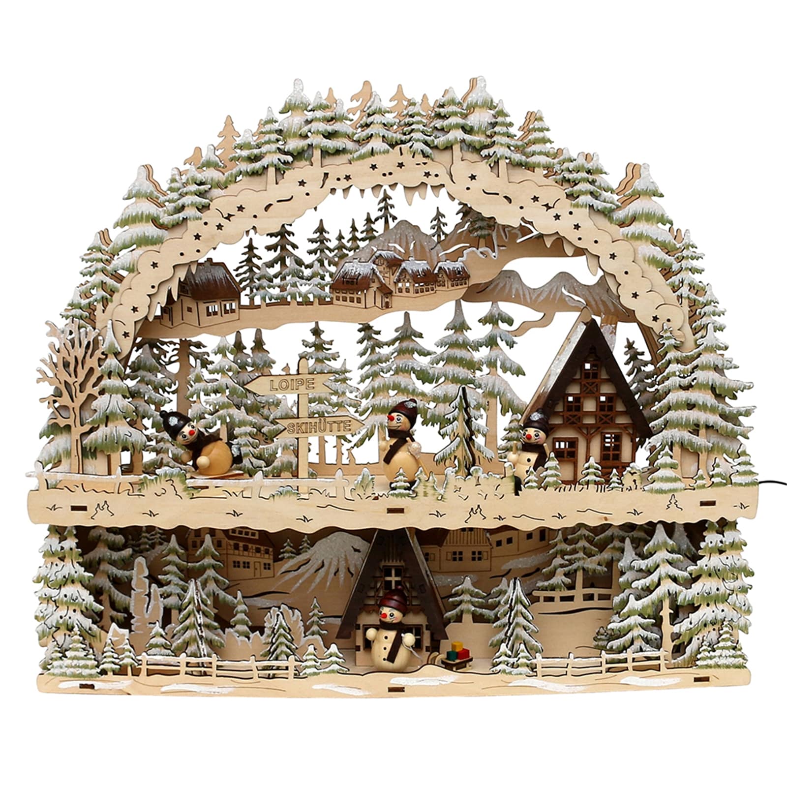 SIGRO Holz Schwibbogen mit Bank, LED Schneem&auml;nner - Bild 1