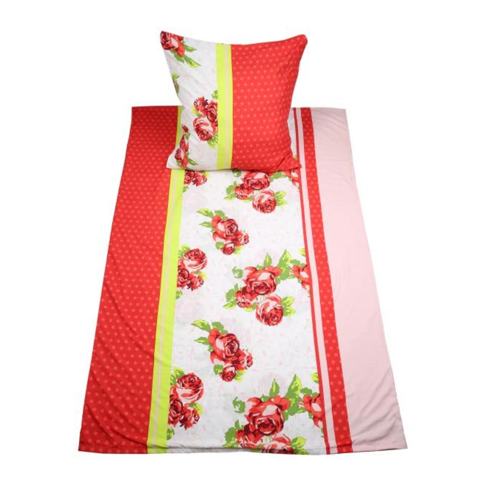 HTI-Living Bettw&auml;sche 2-teiliges Set 135 x 200 rote Rosen - Bild 1