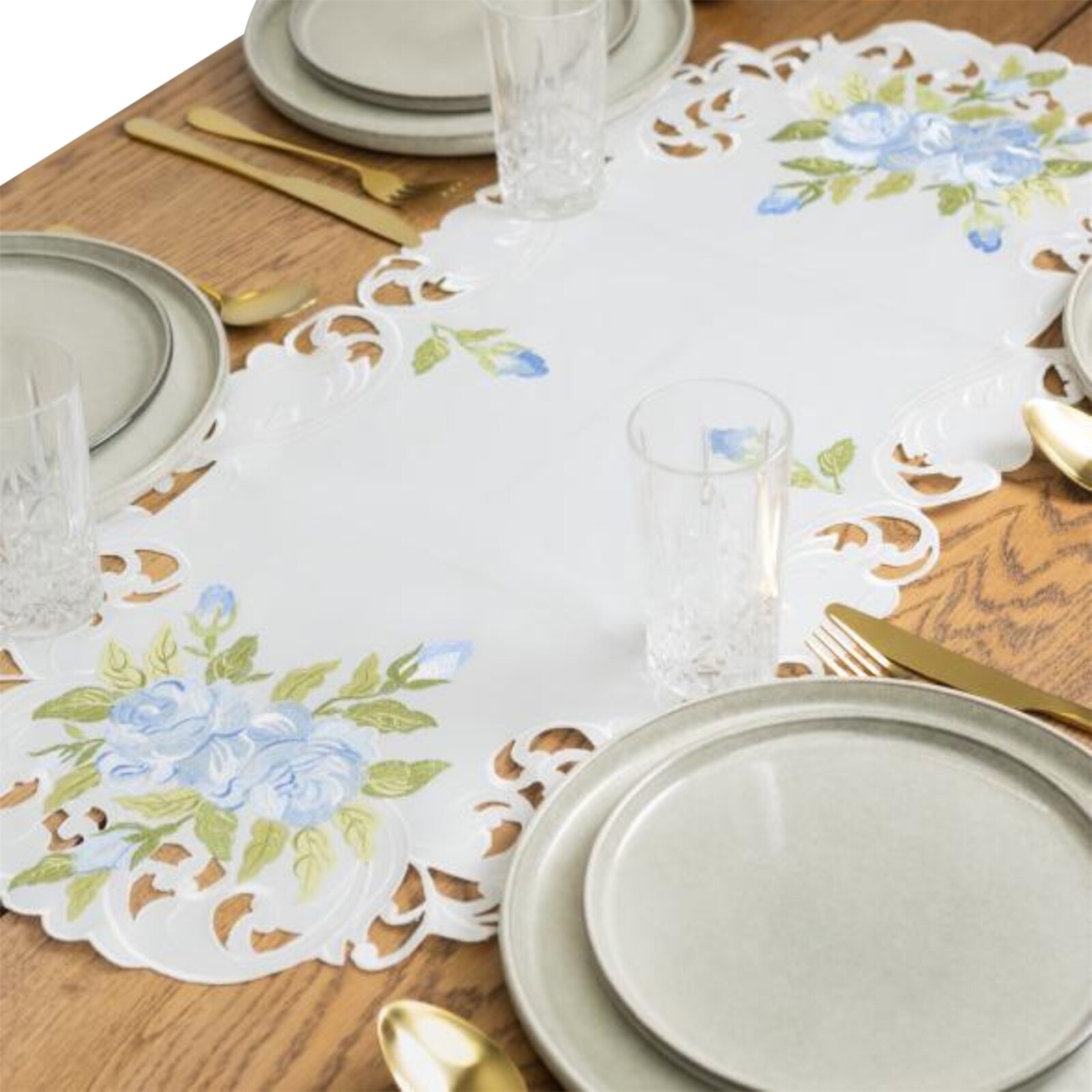 HTI-Living Tischl&auml;ufer 40 x 90 cm blaue Rosen - Bild 1