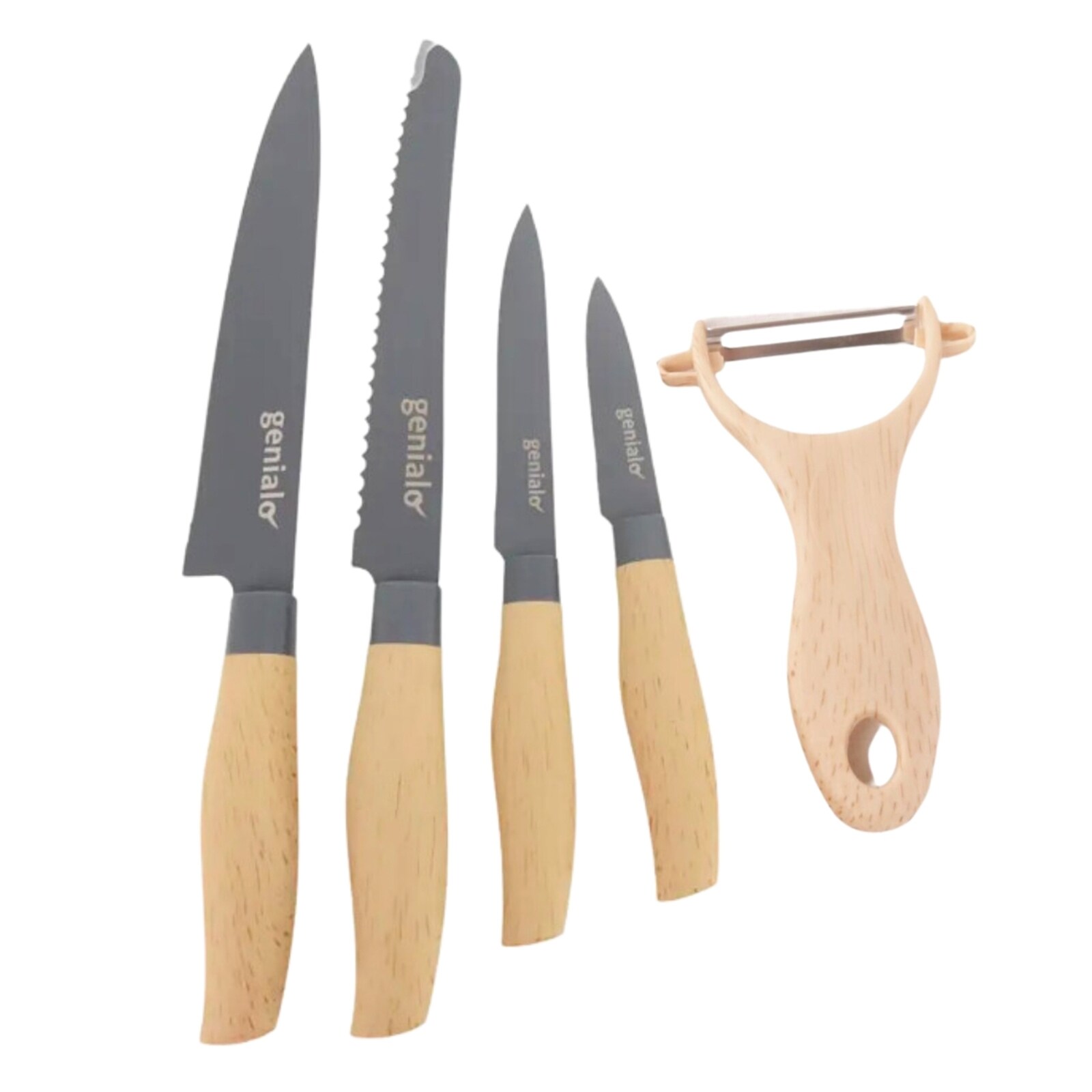 neuetischkultur K&uuml;chenmesser 5-teiliges Set Griff in Holz Optik - Bild 1