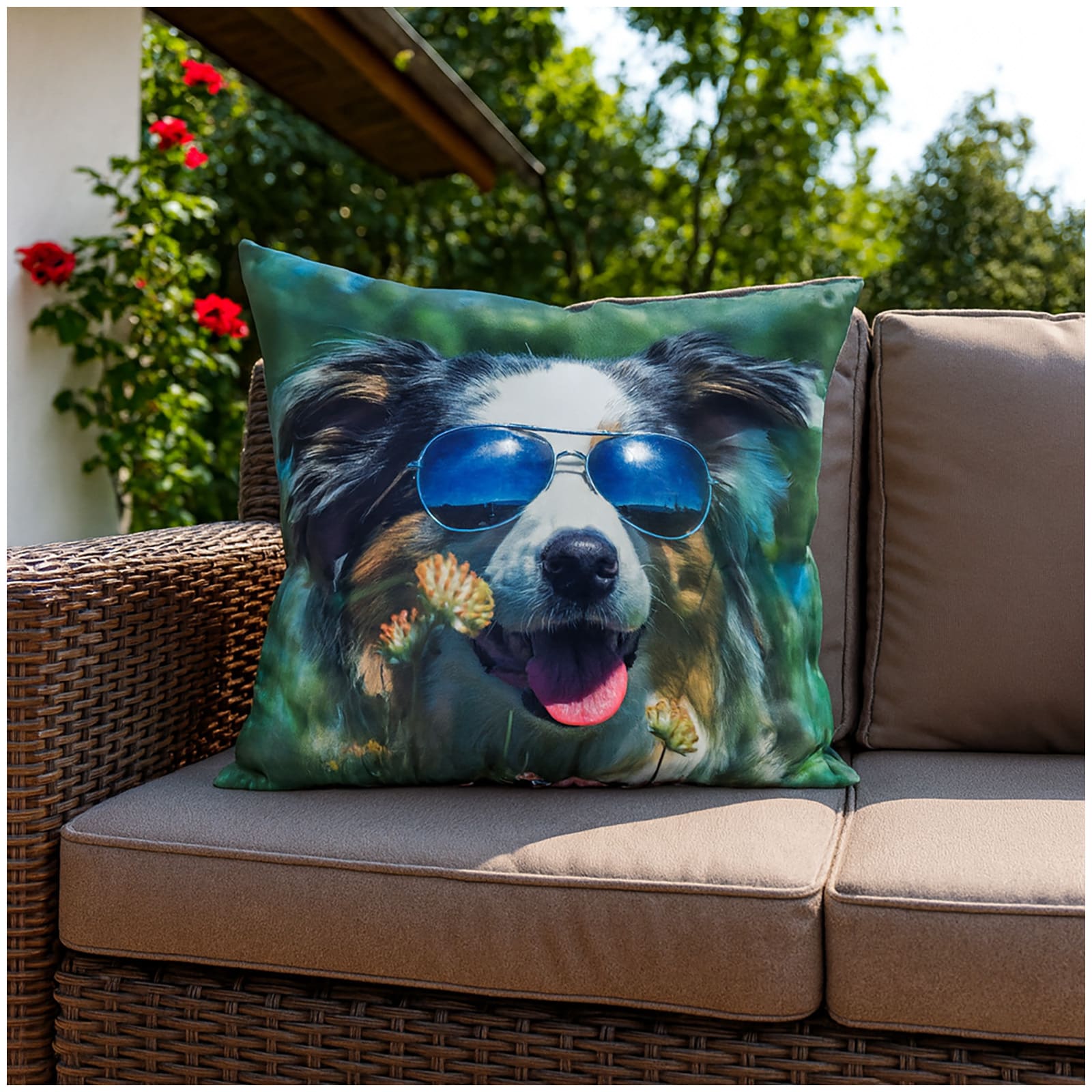 formano Dekokissen 45x45 Hund mit Brille - Bild 1