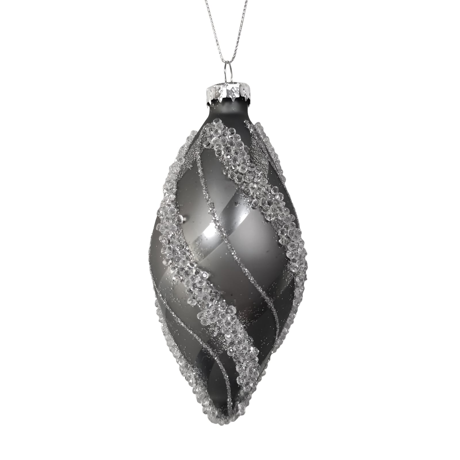 HTI-Living Christbaumschmuck Zapfen Silber mit Glitzersteinen - Bild 1
