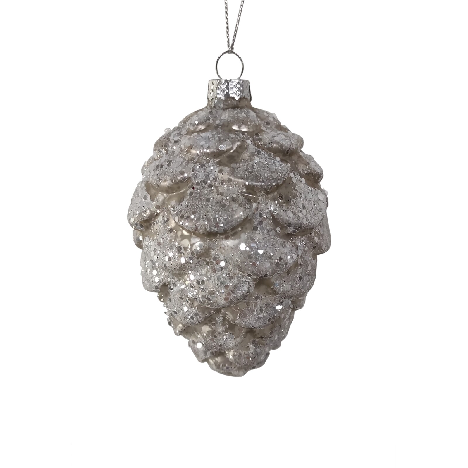 HTI-Living Christbaumschmuck in Zapfenform Wei&szlig; Glitzer - Bild 1