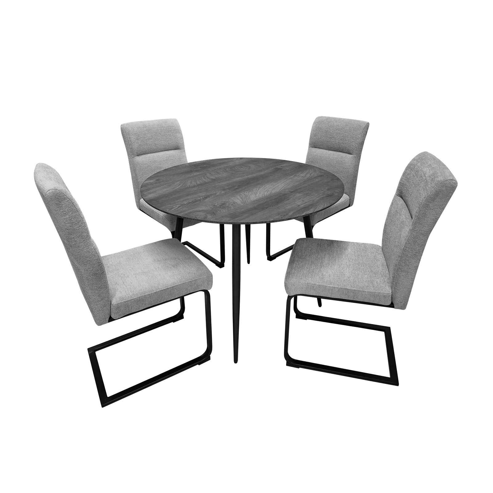 HTI-Living Sitzgruppe Liron Tisch und 4 Schwingstühle Grau | 04255701927538