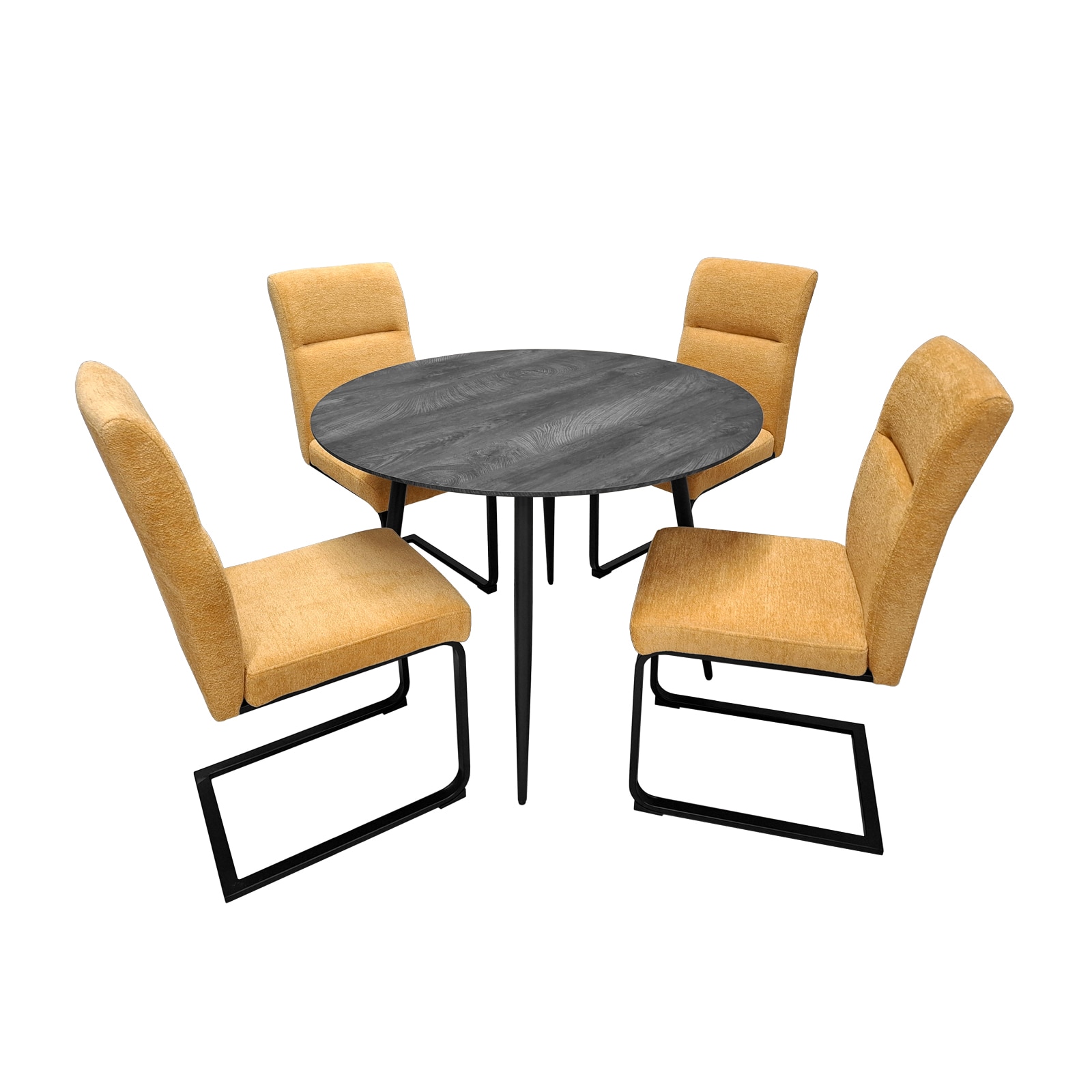 HTI-Living Sitzgruppe Liron Tisch und 4 Schwingst&uuml;hle Gelb - Bild 1