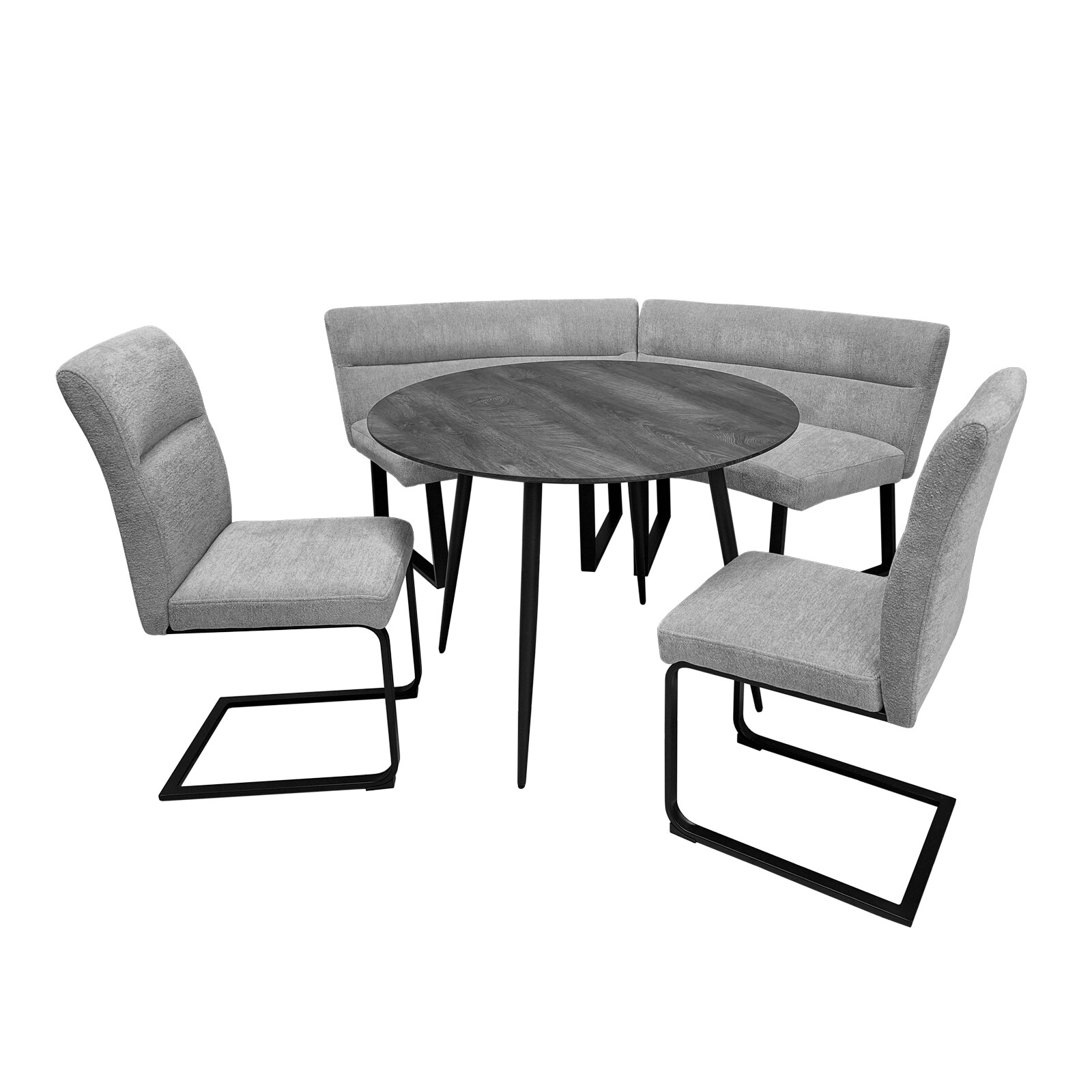 HTI-Living Sitzgruppe Liron Tisch mit Eckbank und 2 St&uuml;hlen Grau - Bild 1