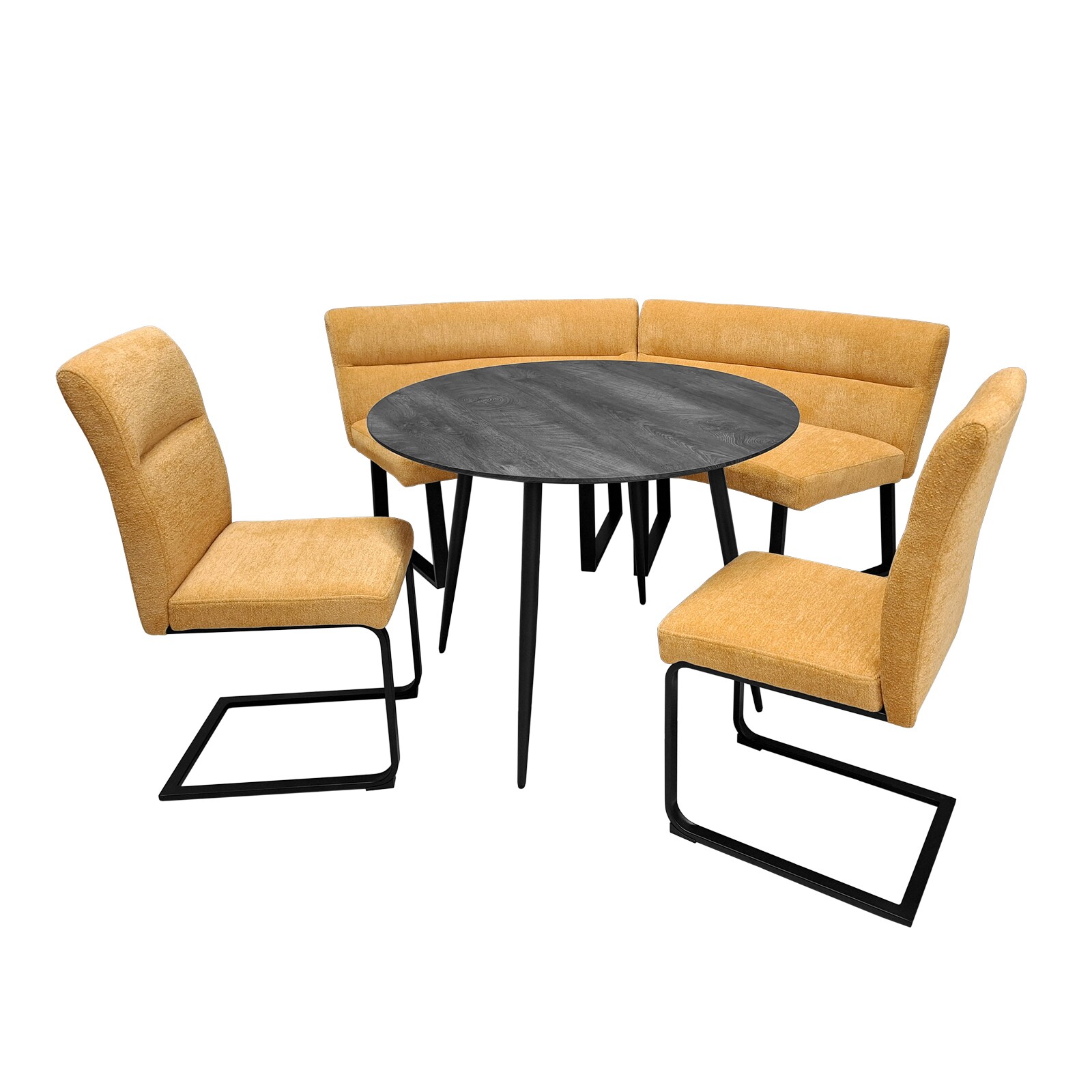 HTI-Living Sitzgruppe Liron Tisch mit Eckbank und 2 St&uuml;hlen Gelb - Bild 1