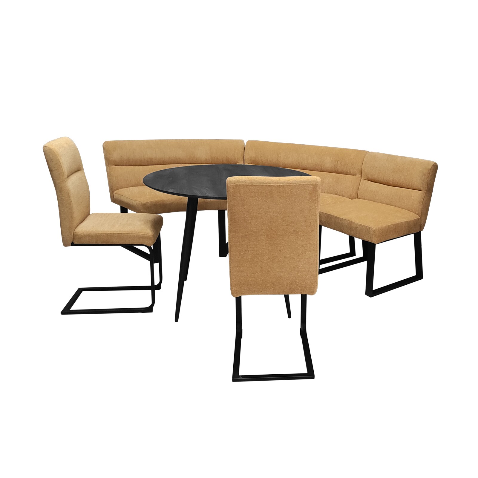 HTI-Living Sitzgruppe mit Eckbank 2 St&uuml;hlen 1 Eckbankverl&auml;ngerung und Tisch gelb - Bild 1