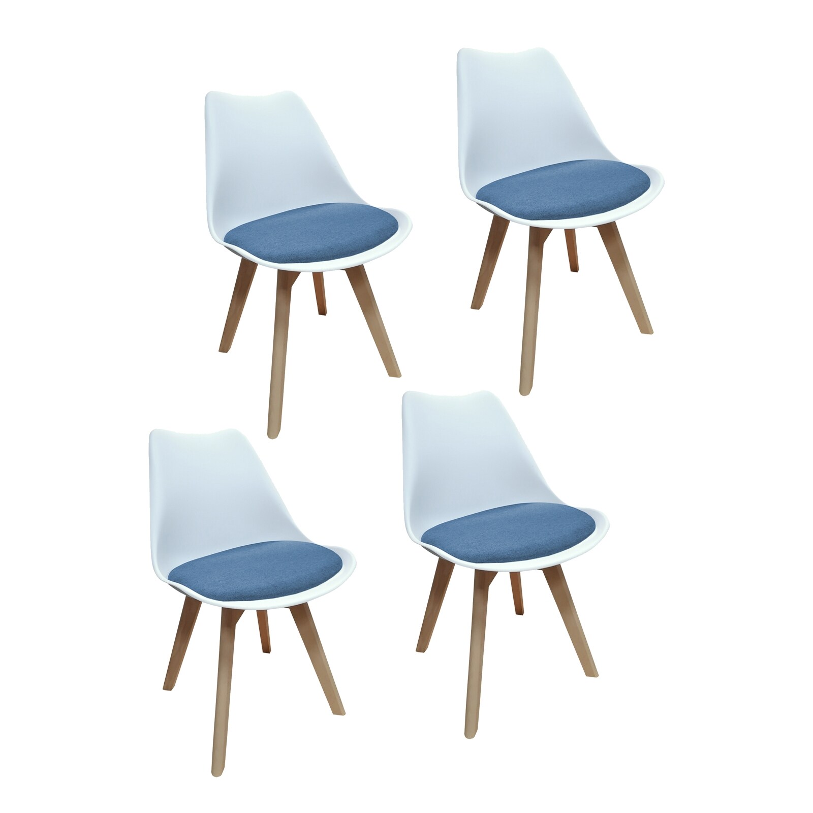 HTI-Living Stuhl Atlanta Weiß, Webstoff Blau