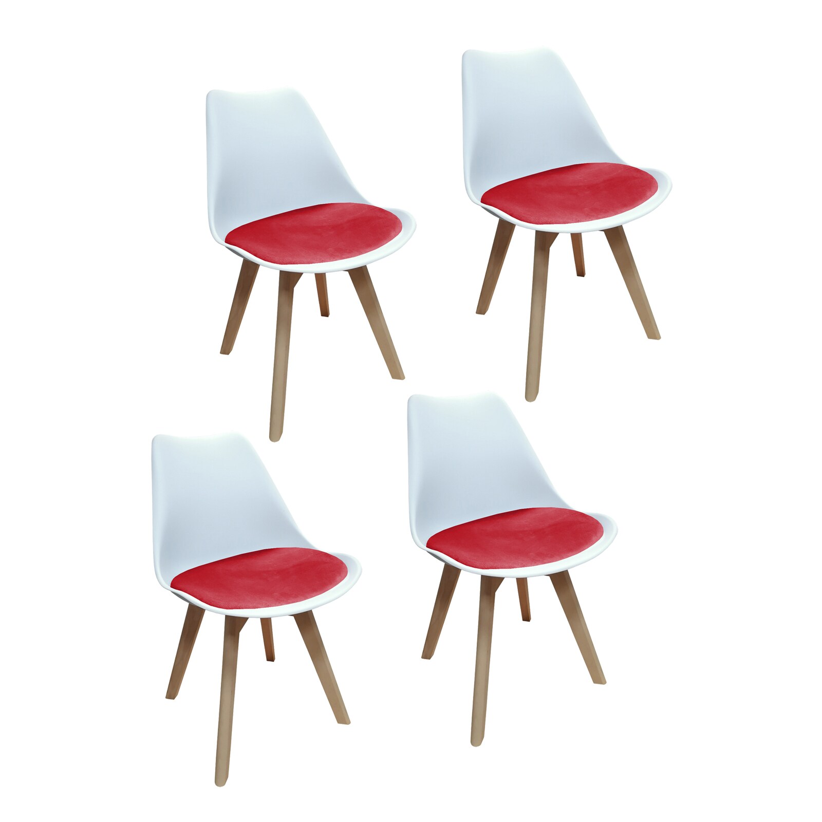 HTI-Living Stuhl Atlanta Weiß, Velvet Rot