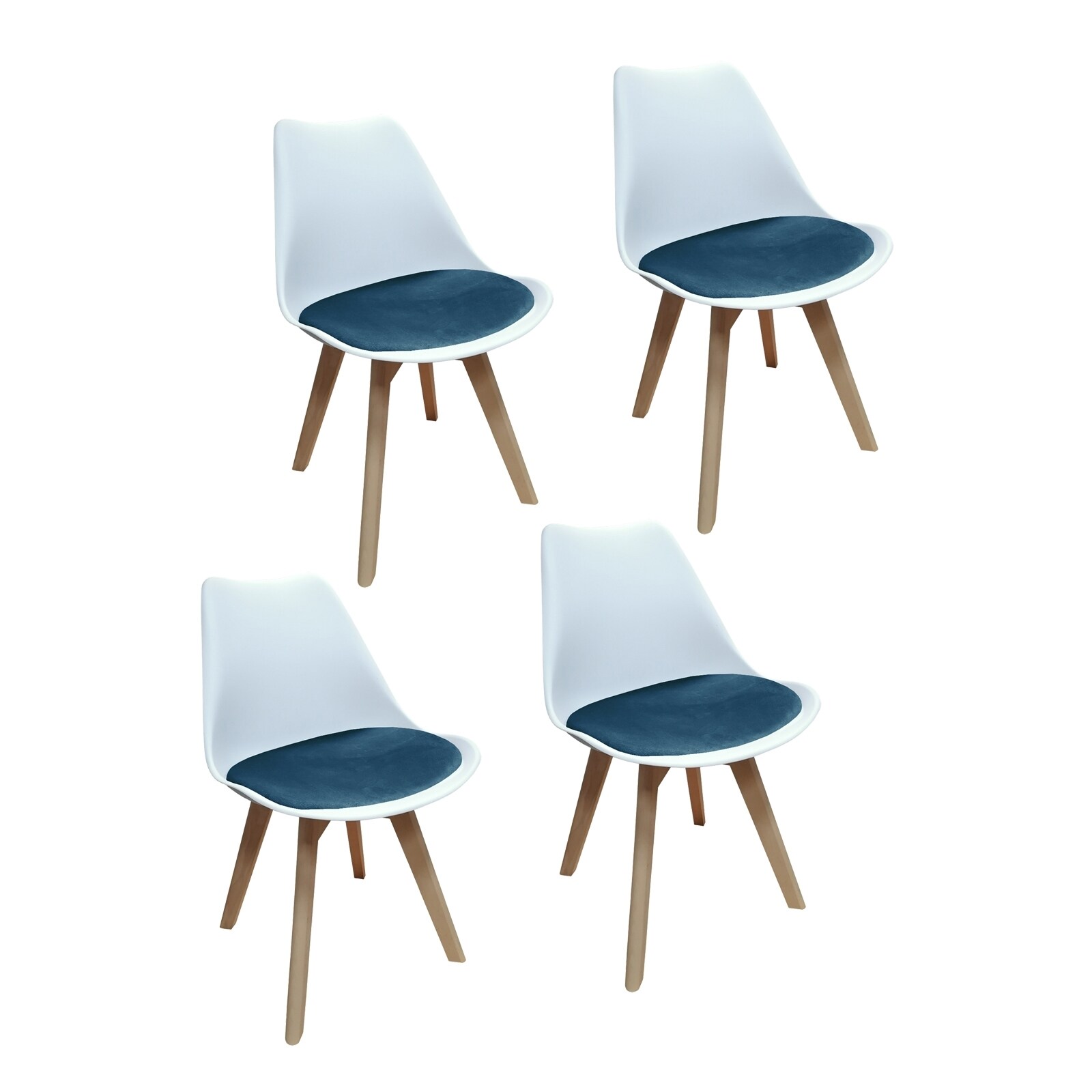 HTI-Living Stuhl Atlanta Weiß, Velvet Blau