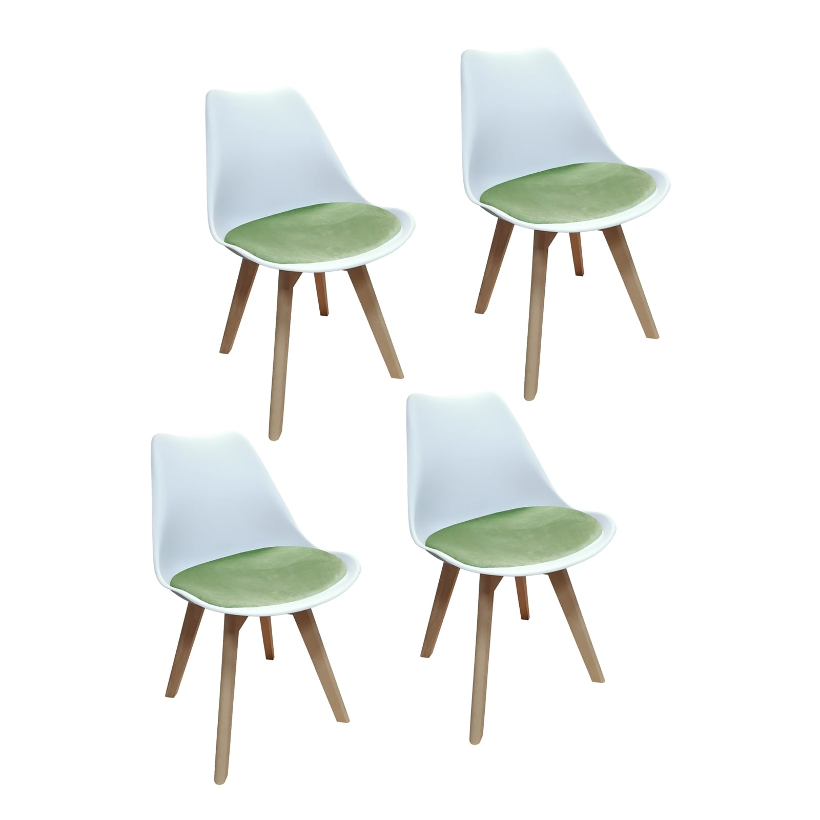 HTI-Living Stuhl Atlanta Wei&szlig;, Velvet Hellgr&uuml;n - Bild 1