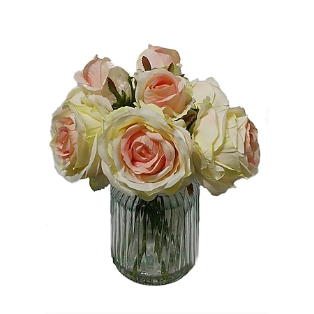 HTI-Living Rosen in Vase Kunstblume Flora - Bild 1
