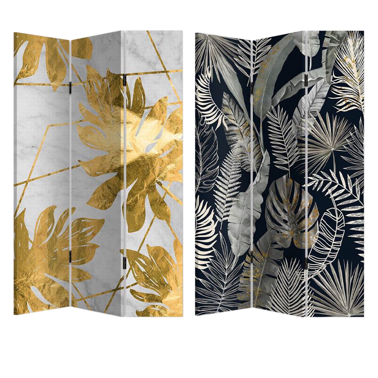 HTI-Living Paravent Leaf Gold und Silber