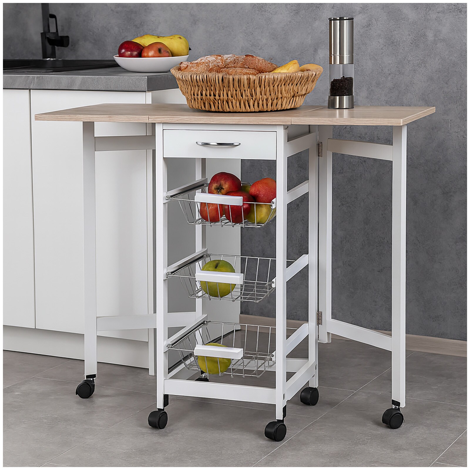HTI-Living Küchenbar auf Rollen ausklappbar Skandi | 04251312971205