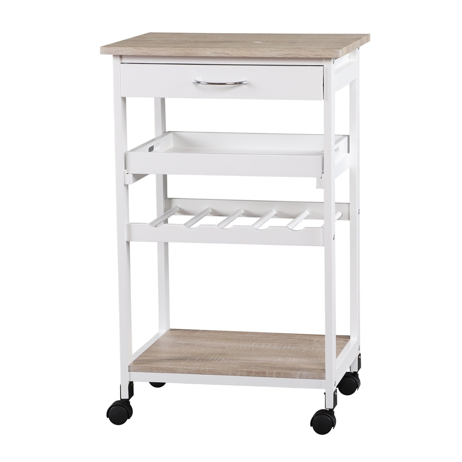 HTI-Living K&uuml;chenbar auf Rollen mit Tablett 3 Ablagen Skandi - Bild 1