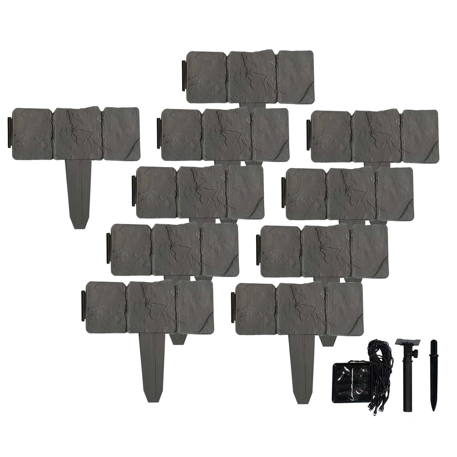 HTI-Living Rasenkante Nessa Solar Steinoptik 10-teilig Grau - Bild 1