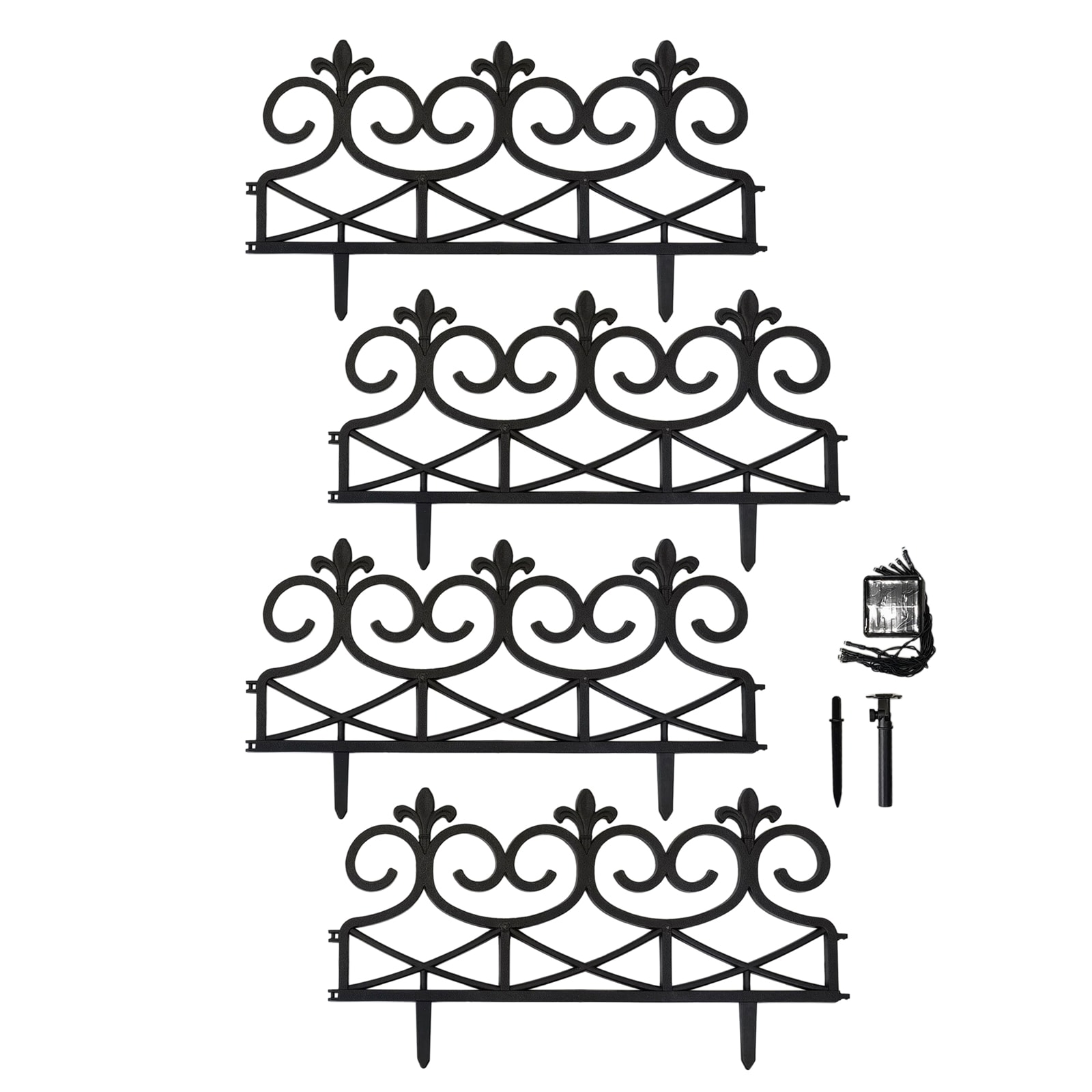 HTI-Living Zierzaun Nessa Solar Lilie 4-teilig Schwarz - Bild 1