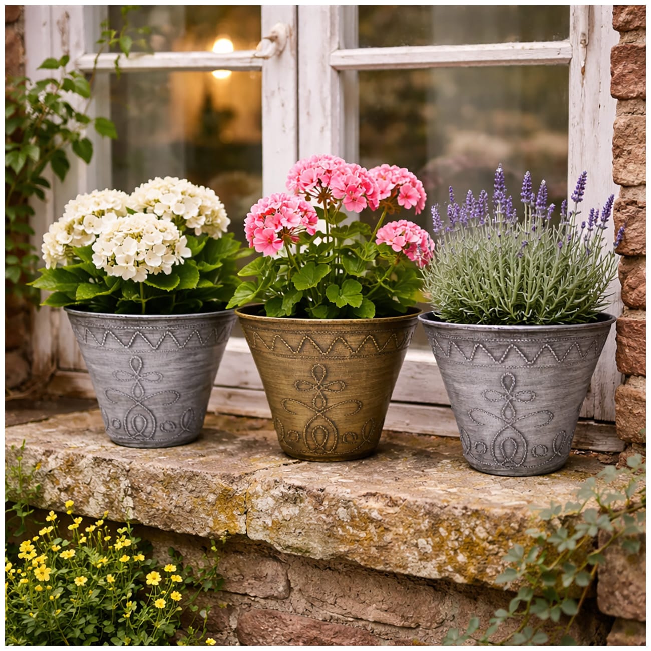 HTI-Living Blumentopf Nessa Ornamente Gold Silber 3er-Set - Bild 1