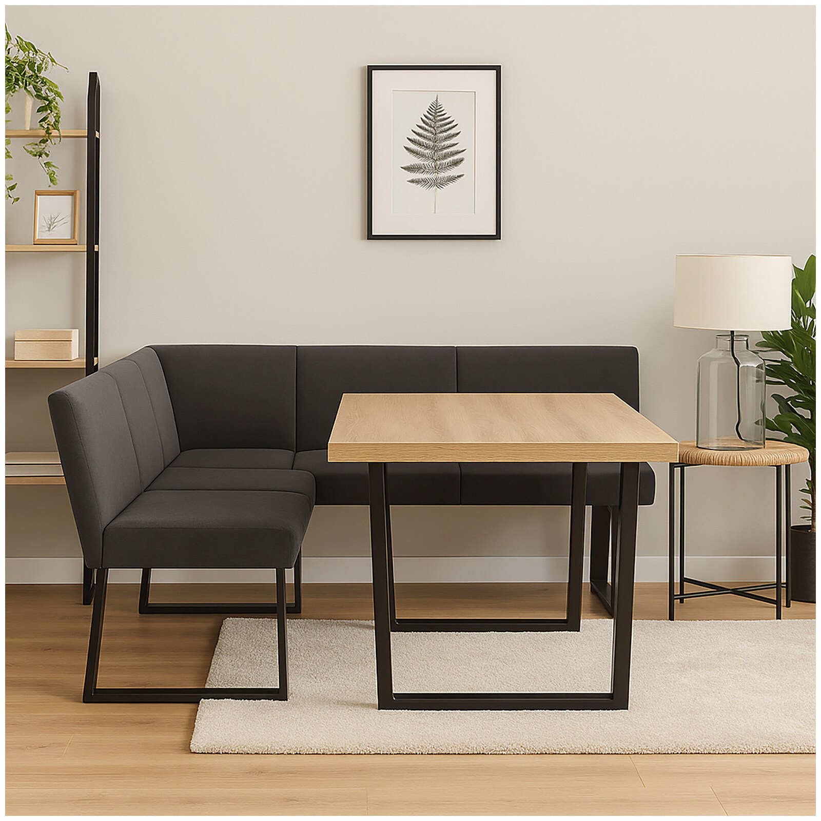 HTI-Living Eckbank 192 x 152 cm Schwarz Vemal kurzer Schenkel rechts - Bild 1