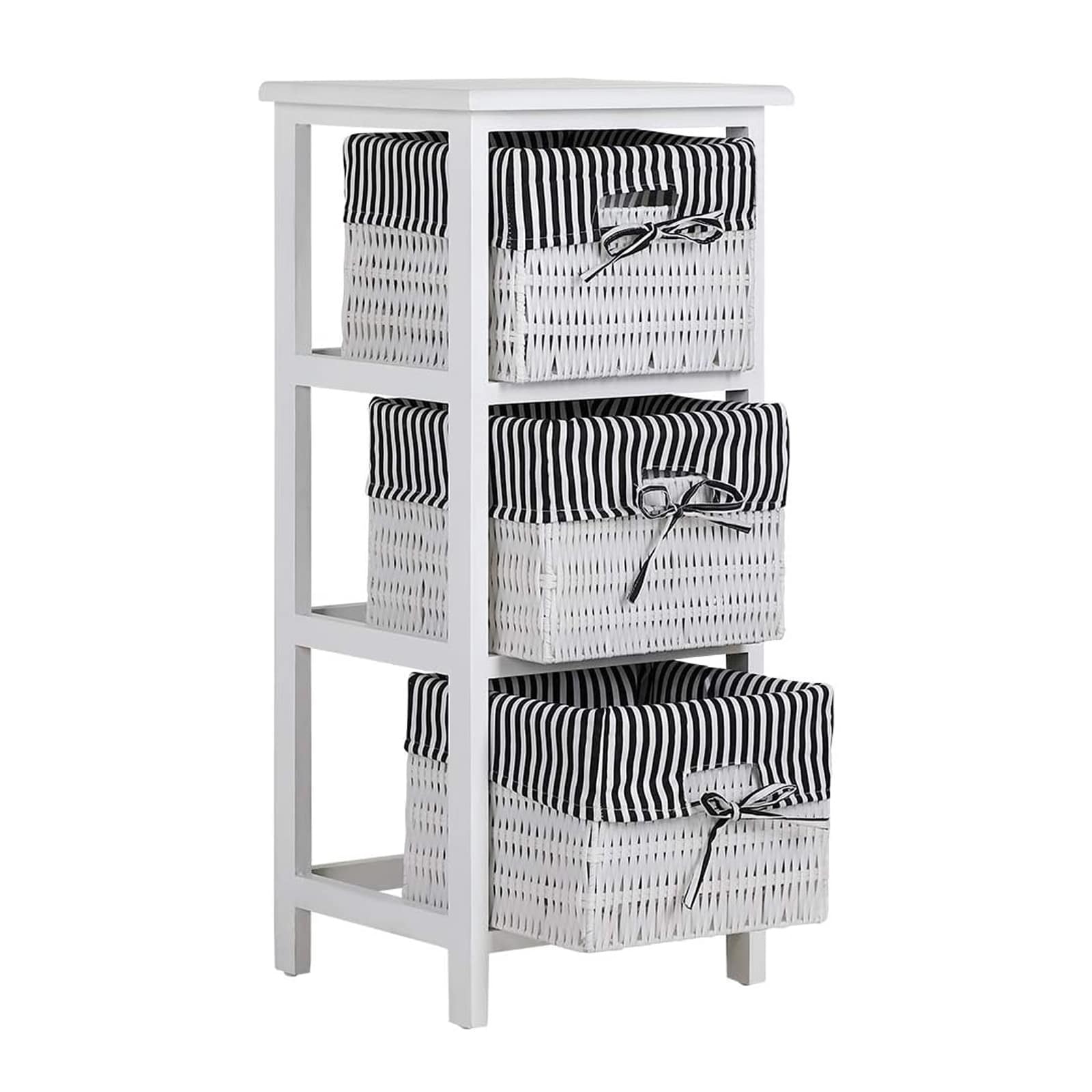 HTI-Living Regal mit 3 K&ouml;rben Mia Landhaus Wei&szlig; Schwarz - Bild 1