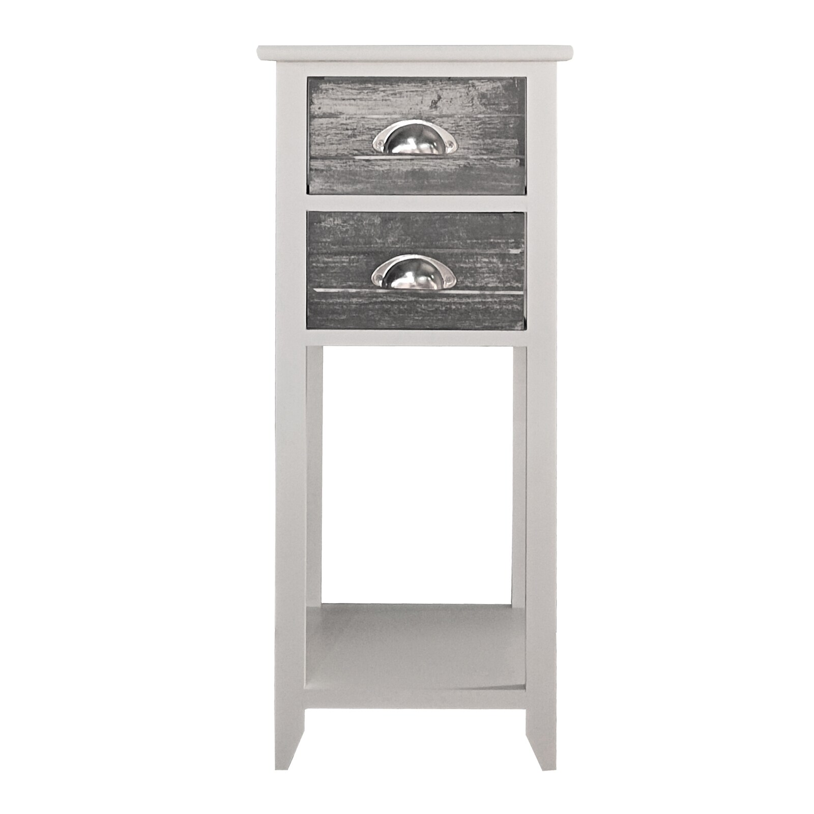 HTI-Living Beistelltisch 2 Schubladen Mia Landhaus Wei&szlig; Grau - Bild 1