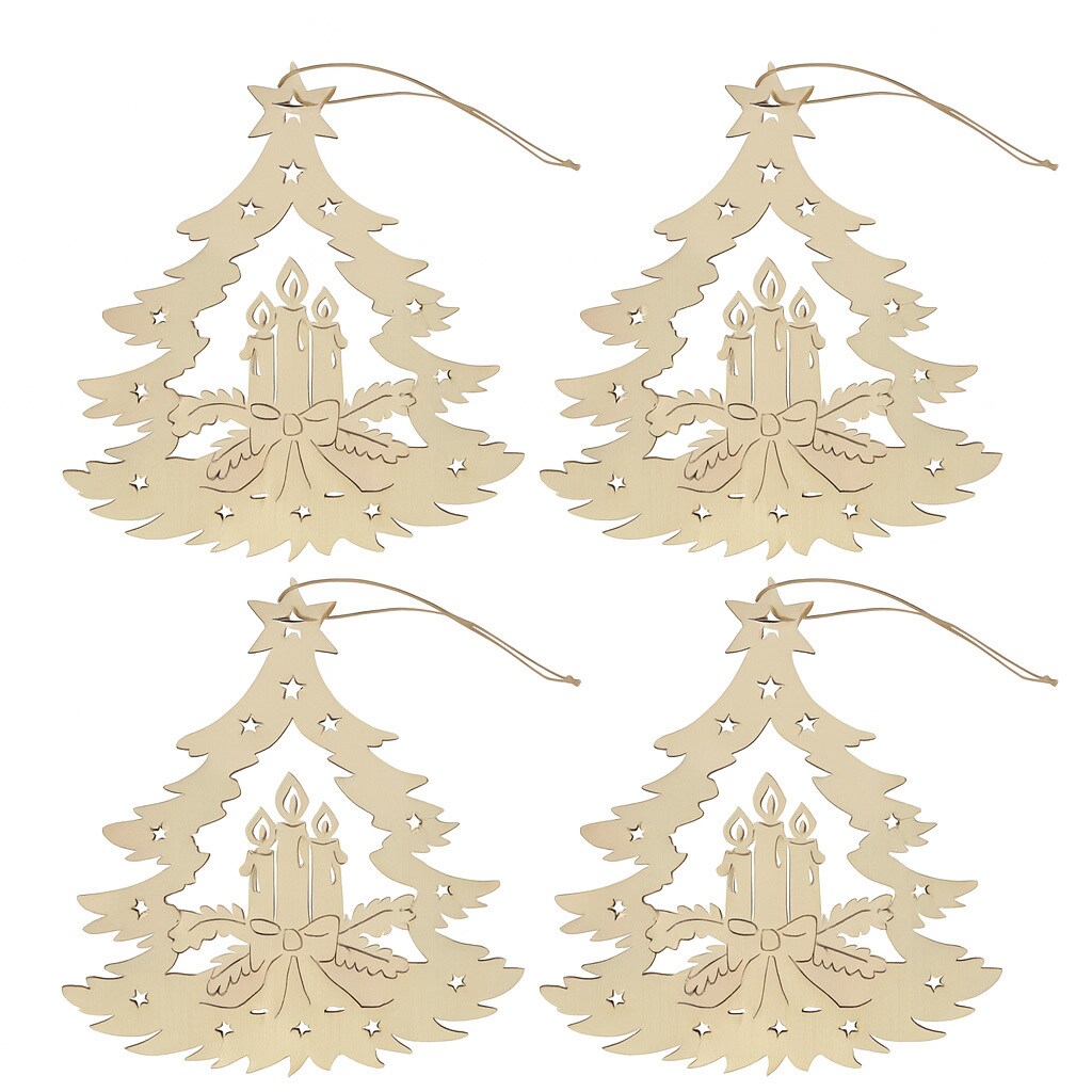 HTI-Living Dekoh&auml;nger Holz 4er Set Adventskerze - Bild 1