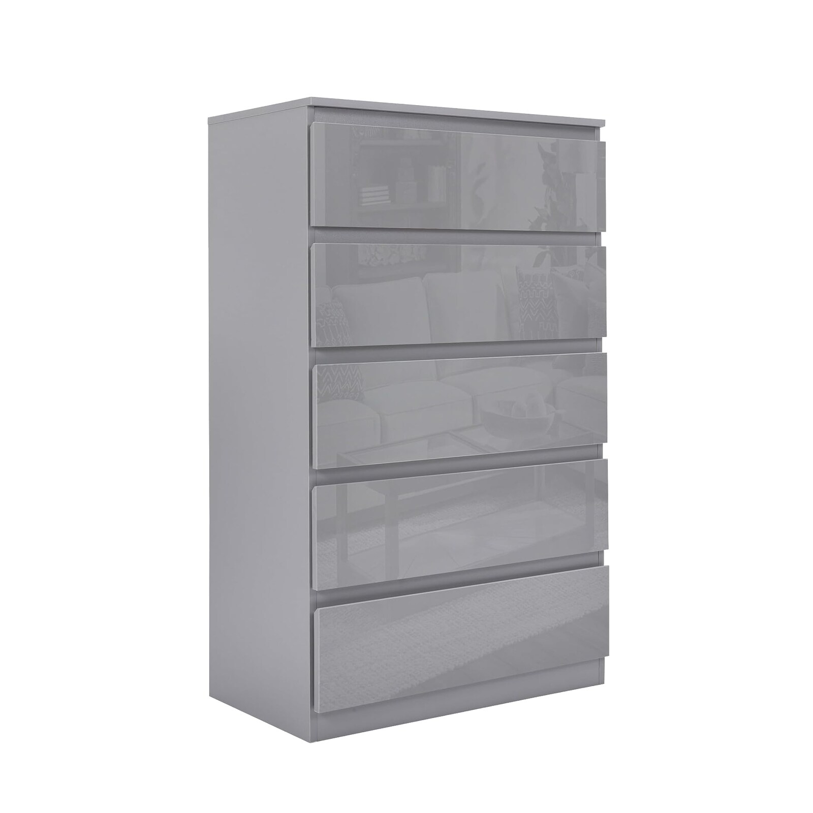 HTI-Living Kommode Kenji 5 Schubladen Hochglanz Grau - Bild 1