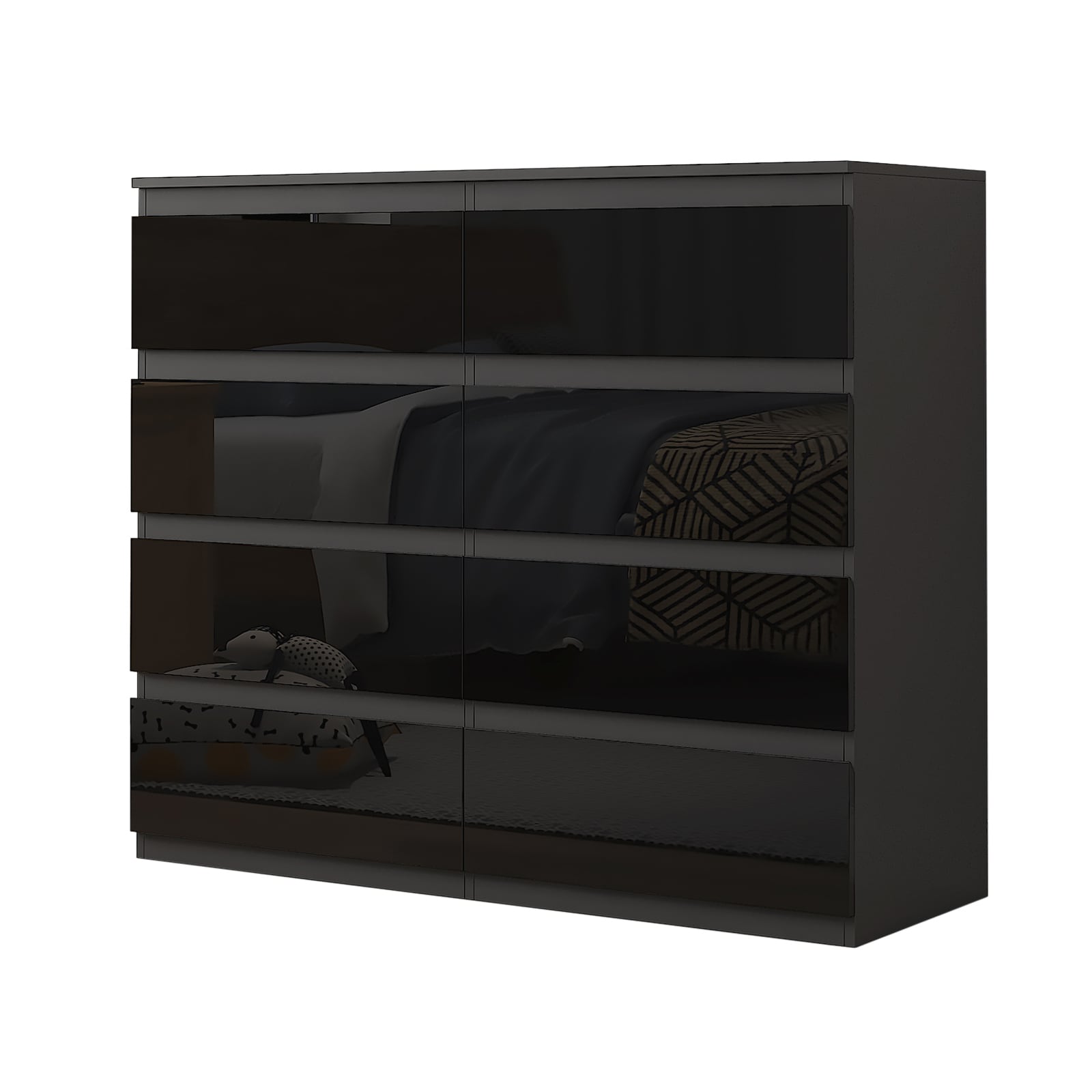 HTI-Living Kommode Kenji 8 Schubladen Hochglanz Schwarz - Bild 1