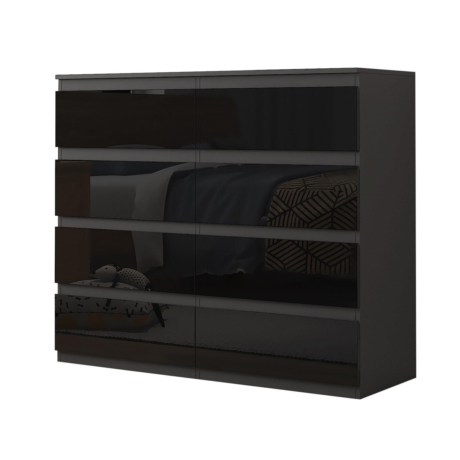 HTI-Living Kommode Kenji 8 Schubladen Hochglanz Schwarz