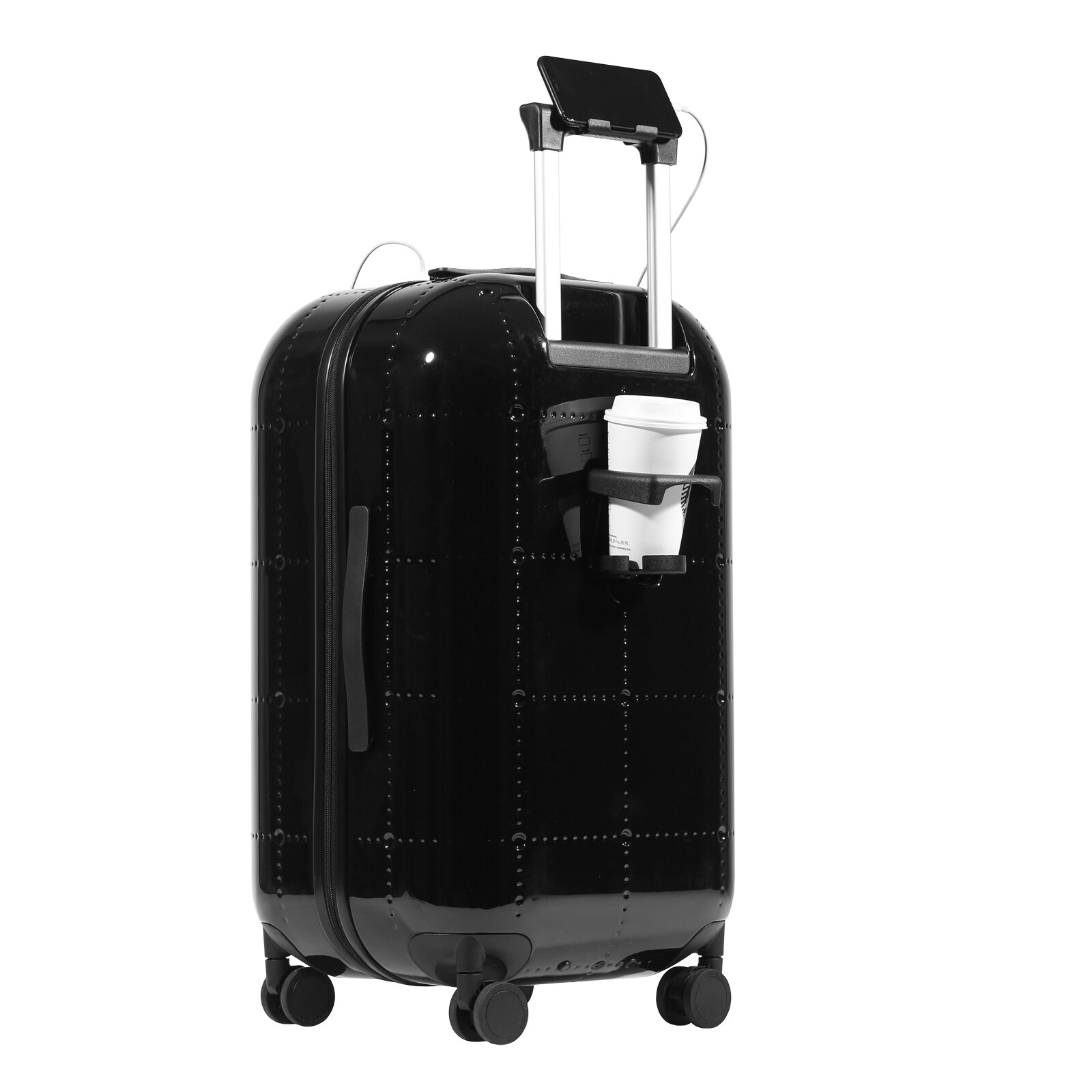 HTI-Living Koffer mit Teleskopgriff und Becherhalter Schwarz gl&auml;nzend - Bild 1